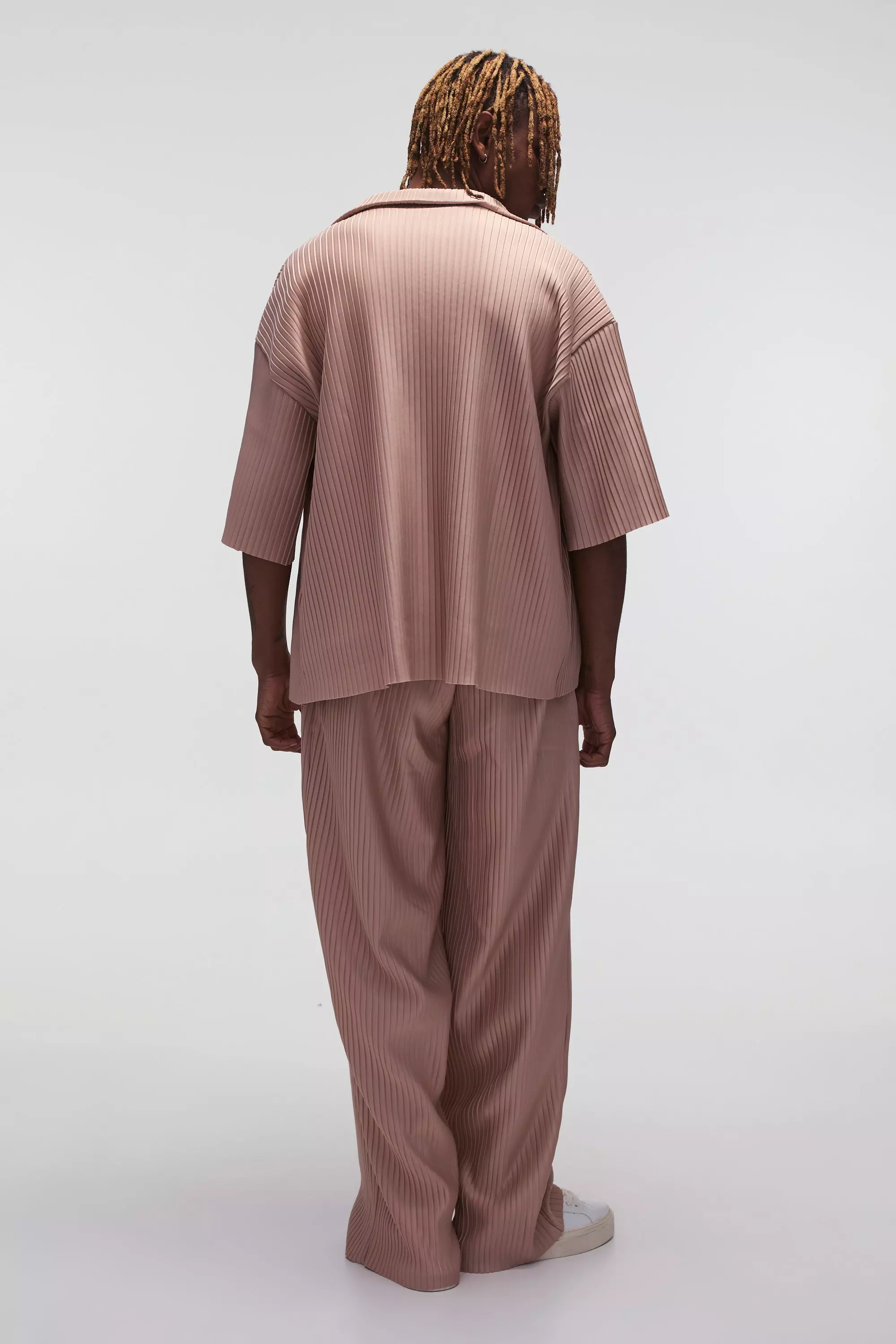 Taupe Tall Geplooide Wide Leg Broek alternatieve afbeelding
