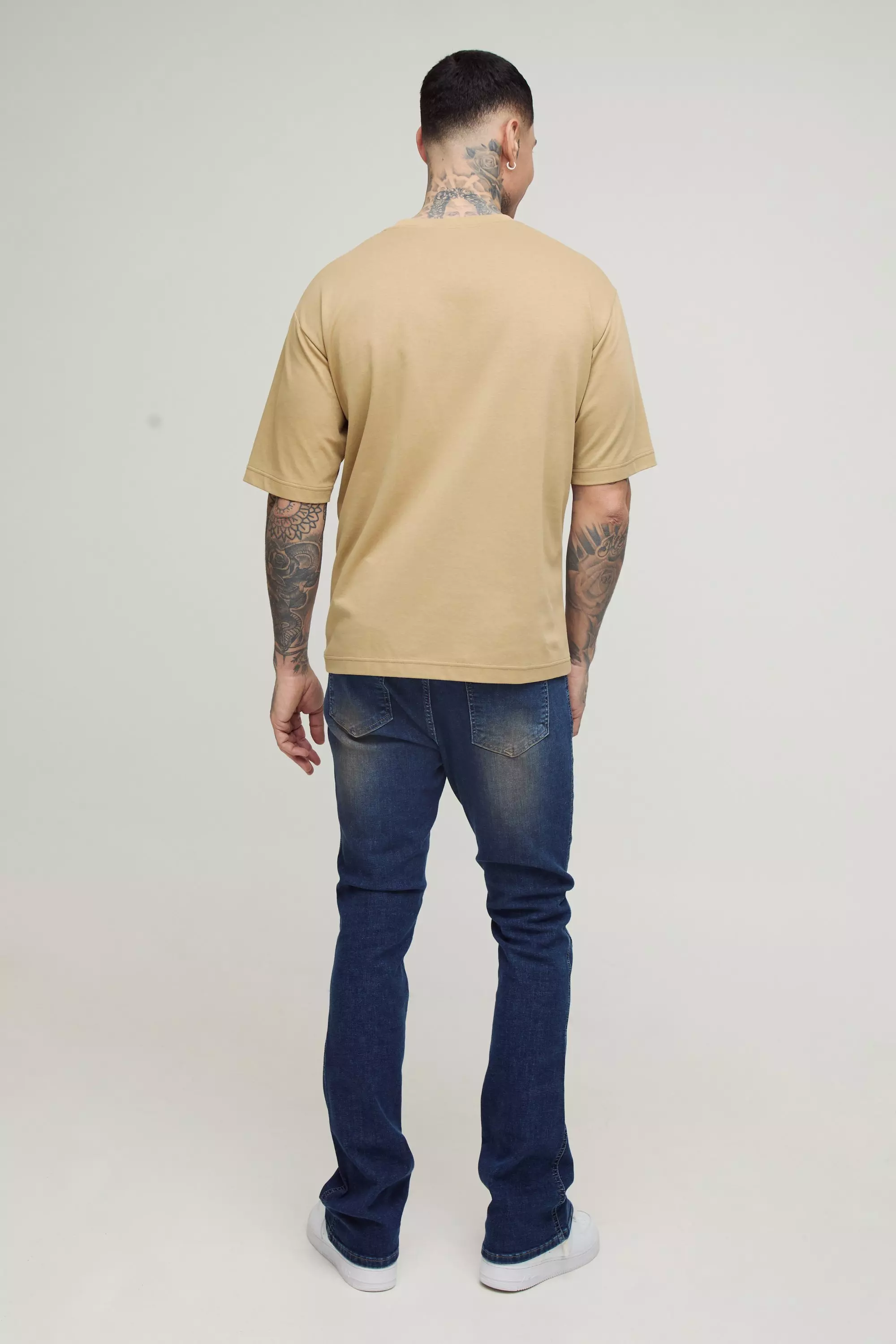 Mid blue Tall Stretch Skinny Seam Detail Flared Jeans alternative image