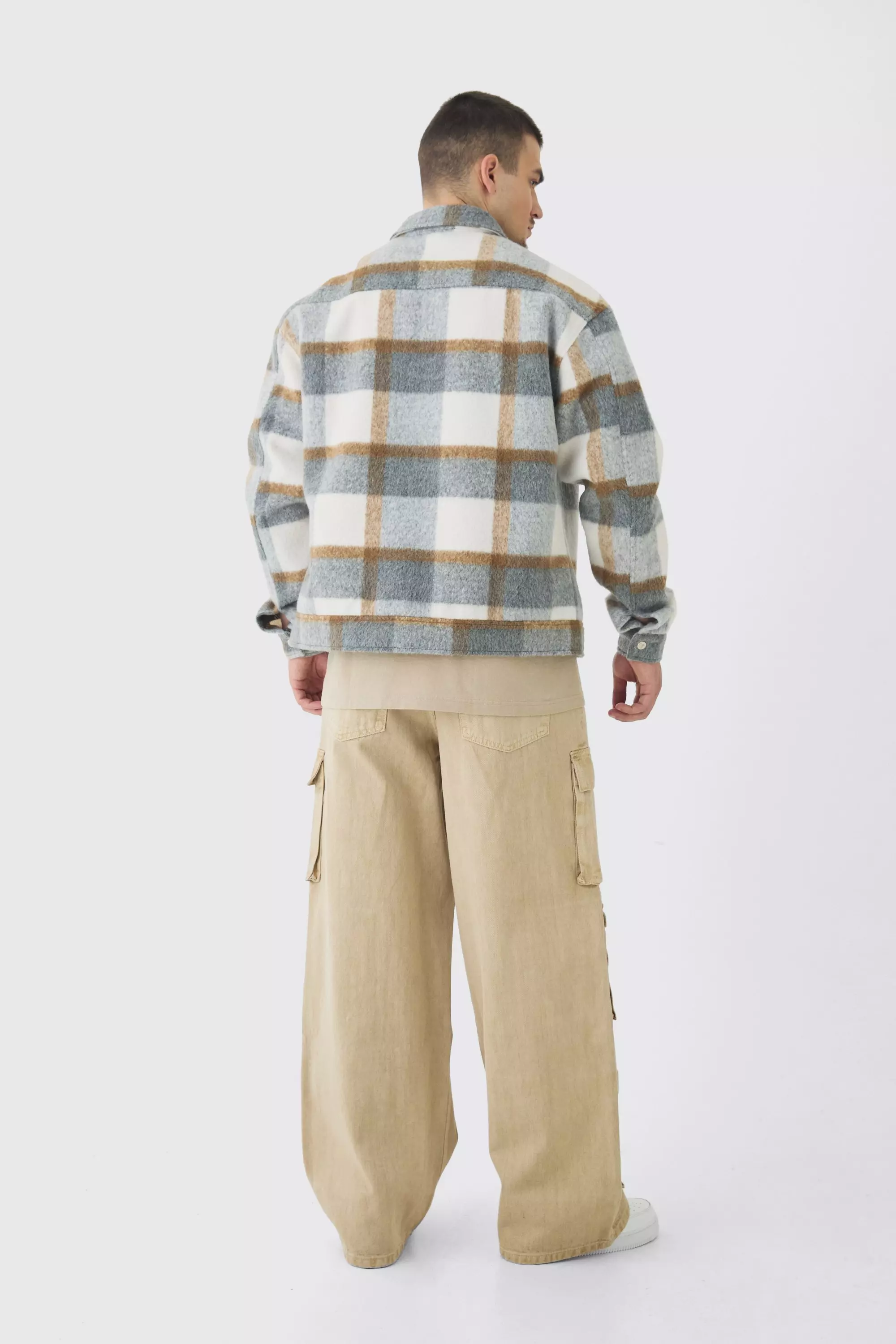 Tall - Surchemise oversize zippée à carreaux, Grey autre image