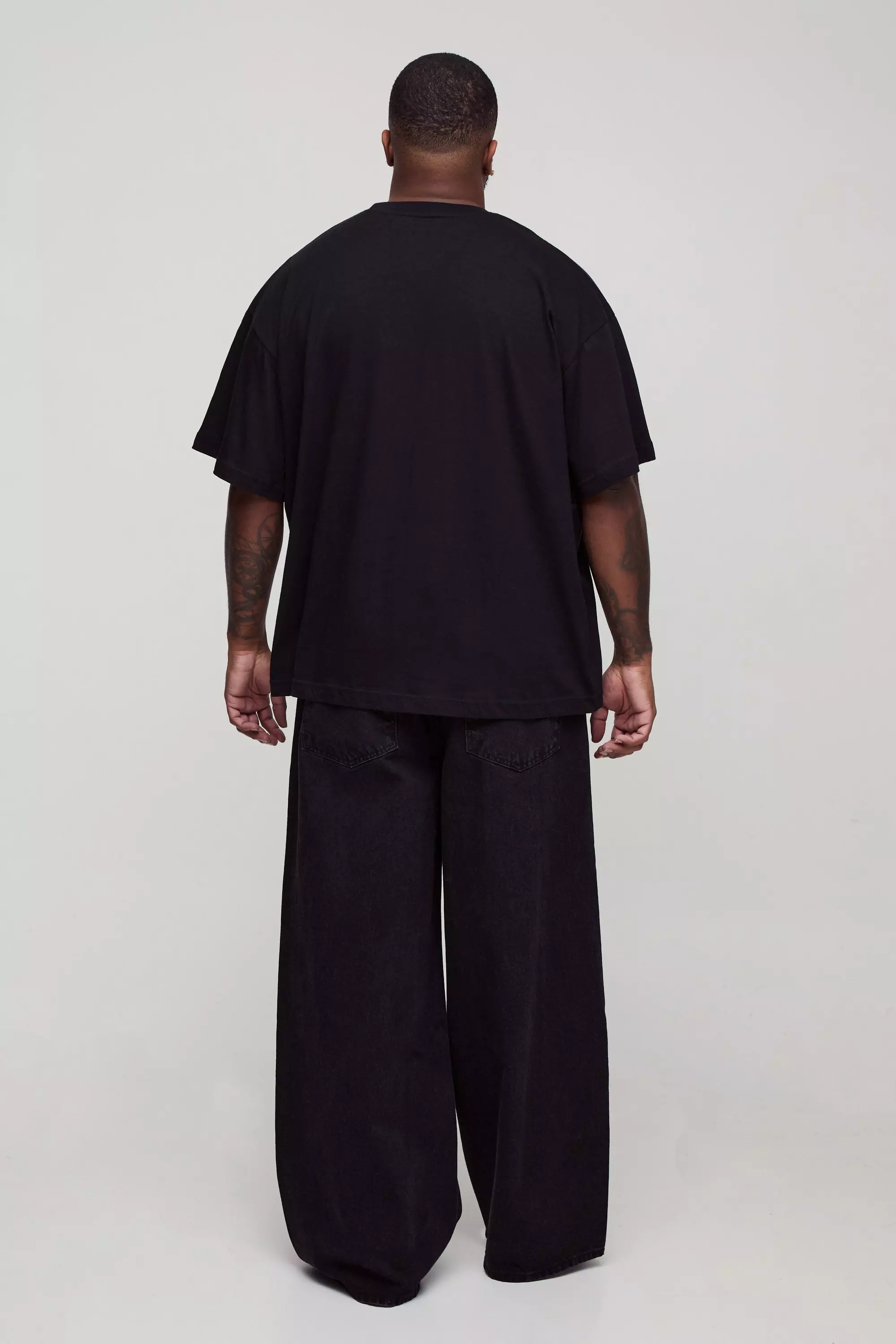 Black Plus Baggy Moto Panel Jeans alternative image