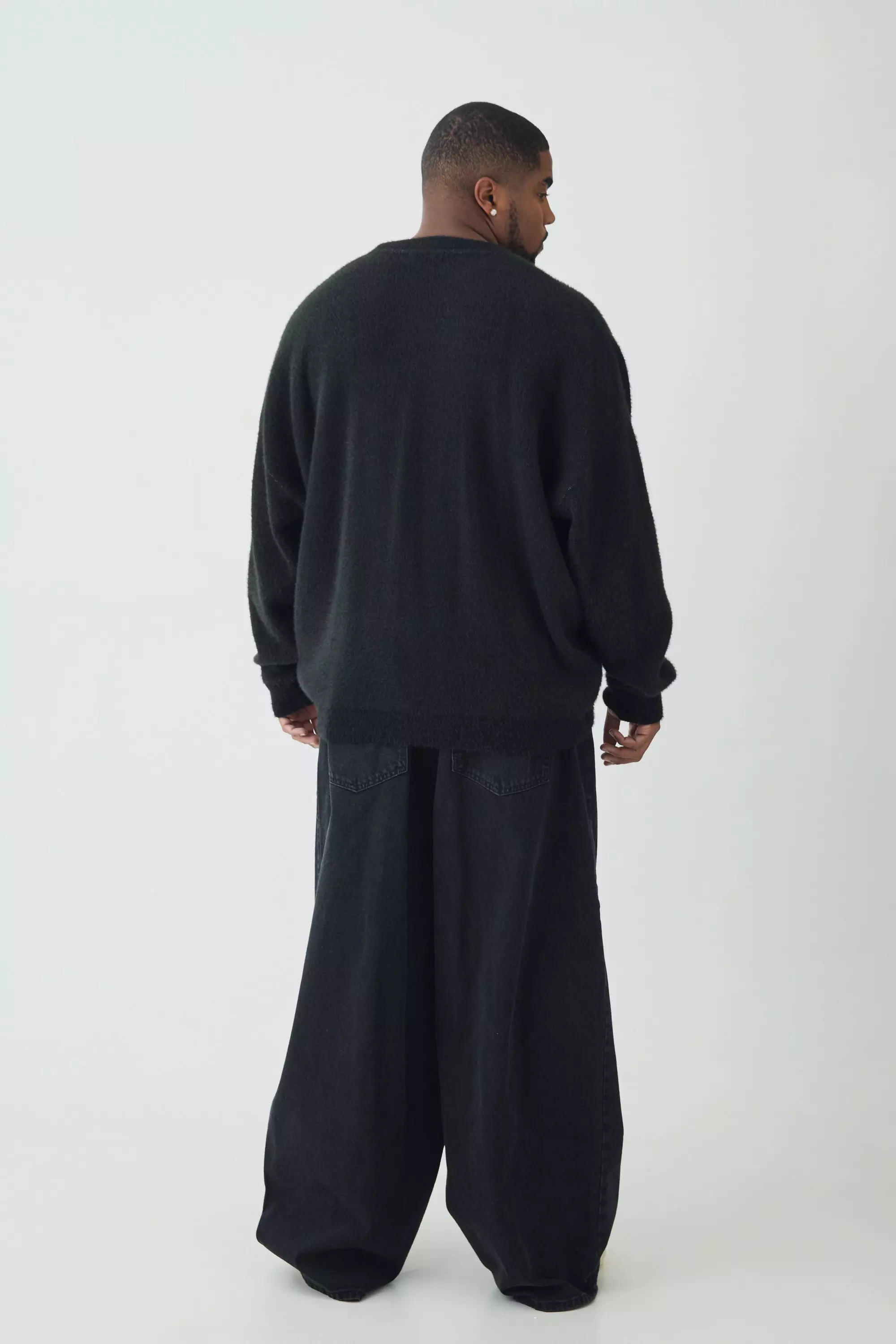 Grande taille - Jean baggy à léopard et écusson, Washed black autre image