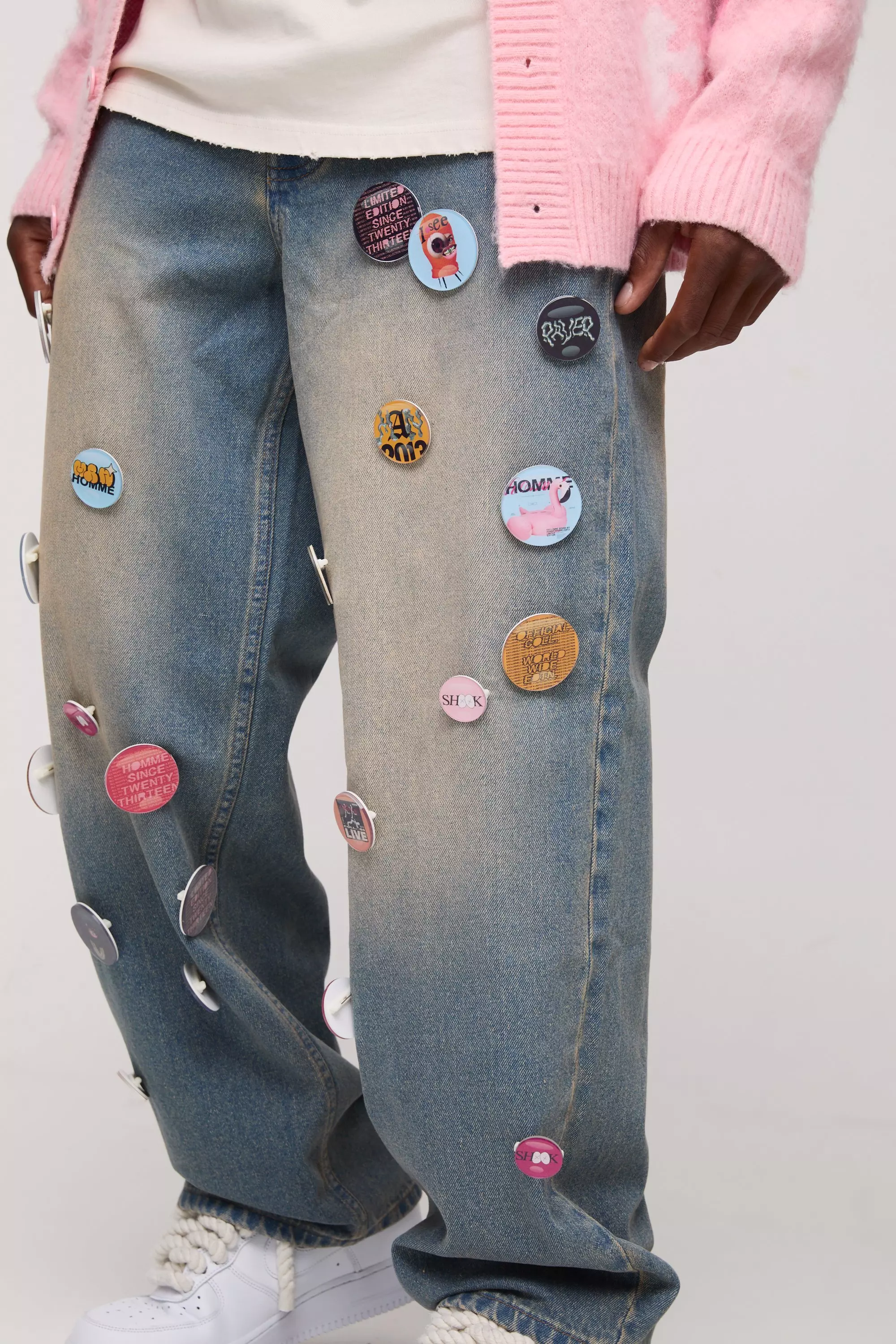 Relaxed Rigid Badge Detail Boxer Waistband Denim Jeans | boohooMAN USA