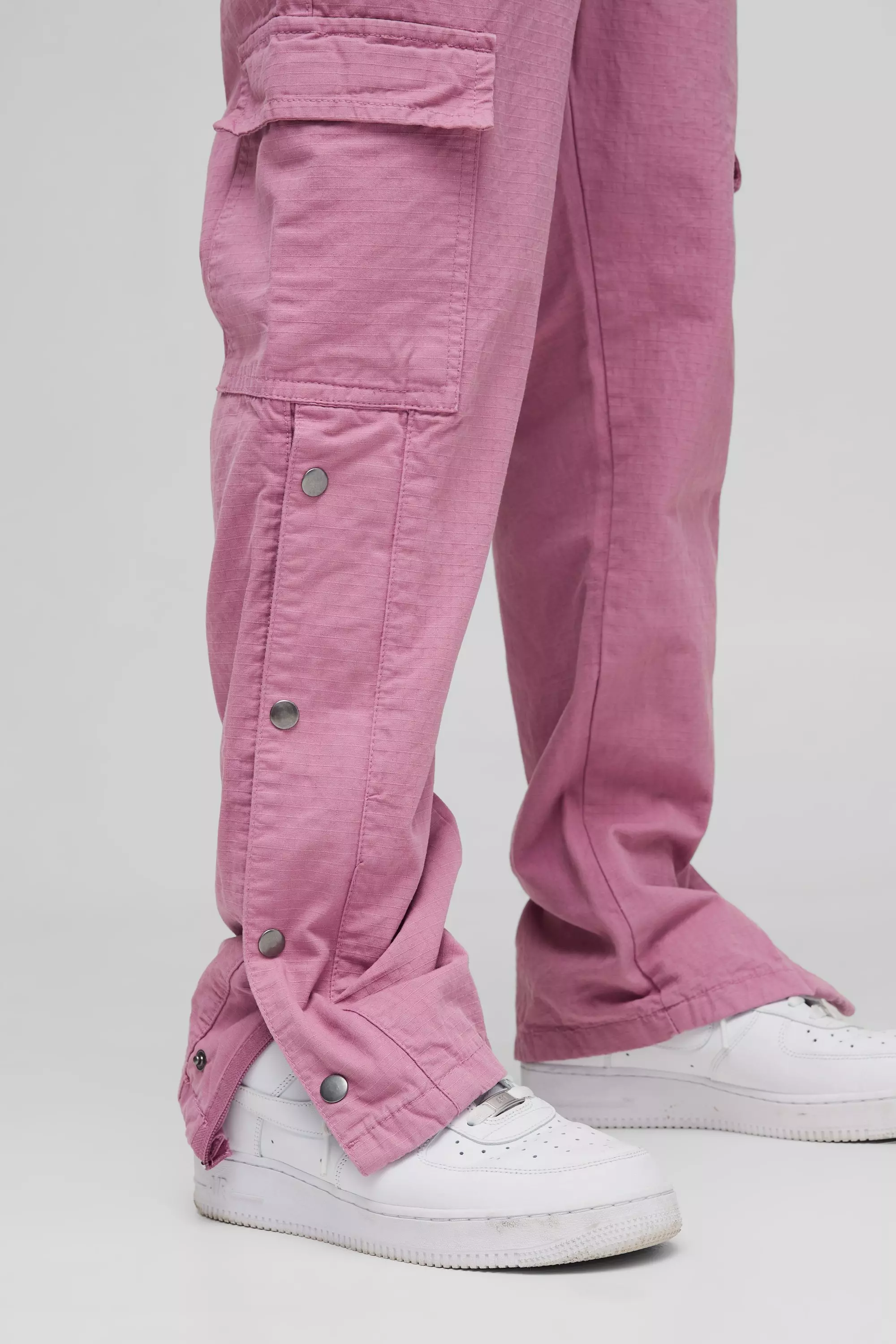 Gerade Ripstop Cargo-Hose mit Druckknöpfen, Mauve alternatives Bild