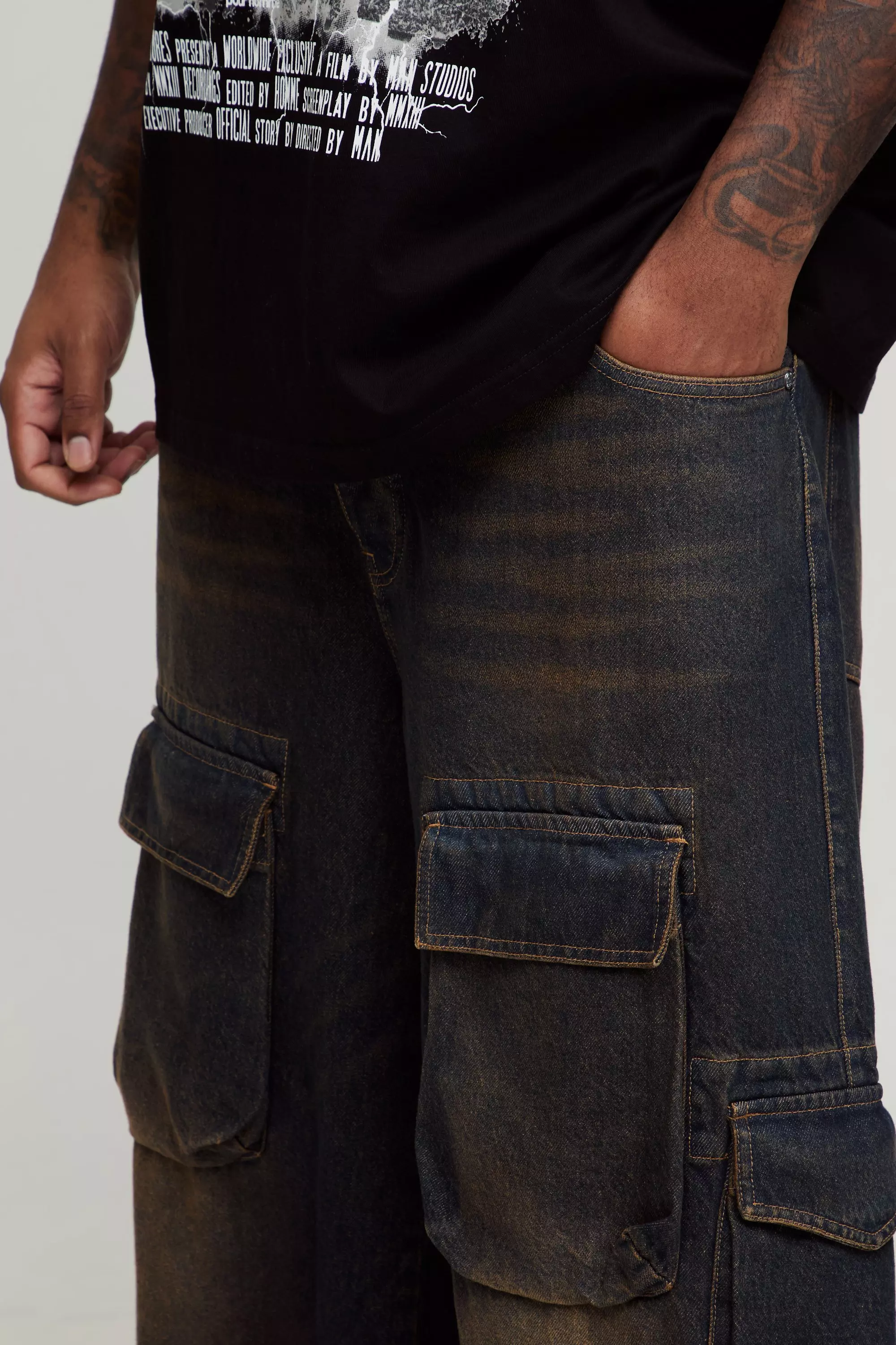 Petrol Plus Extreme Baggy Tined Multi Pocket Cargo Jeans alternative image