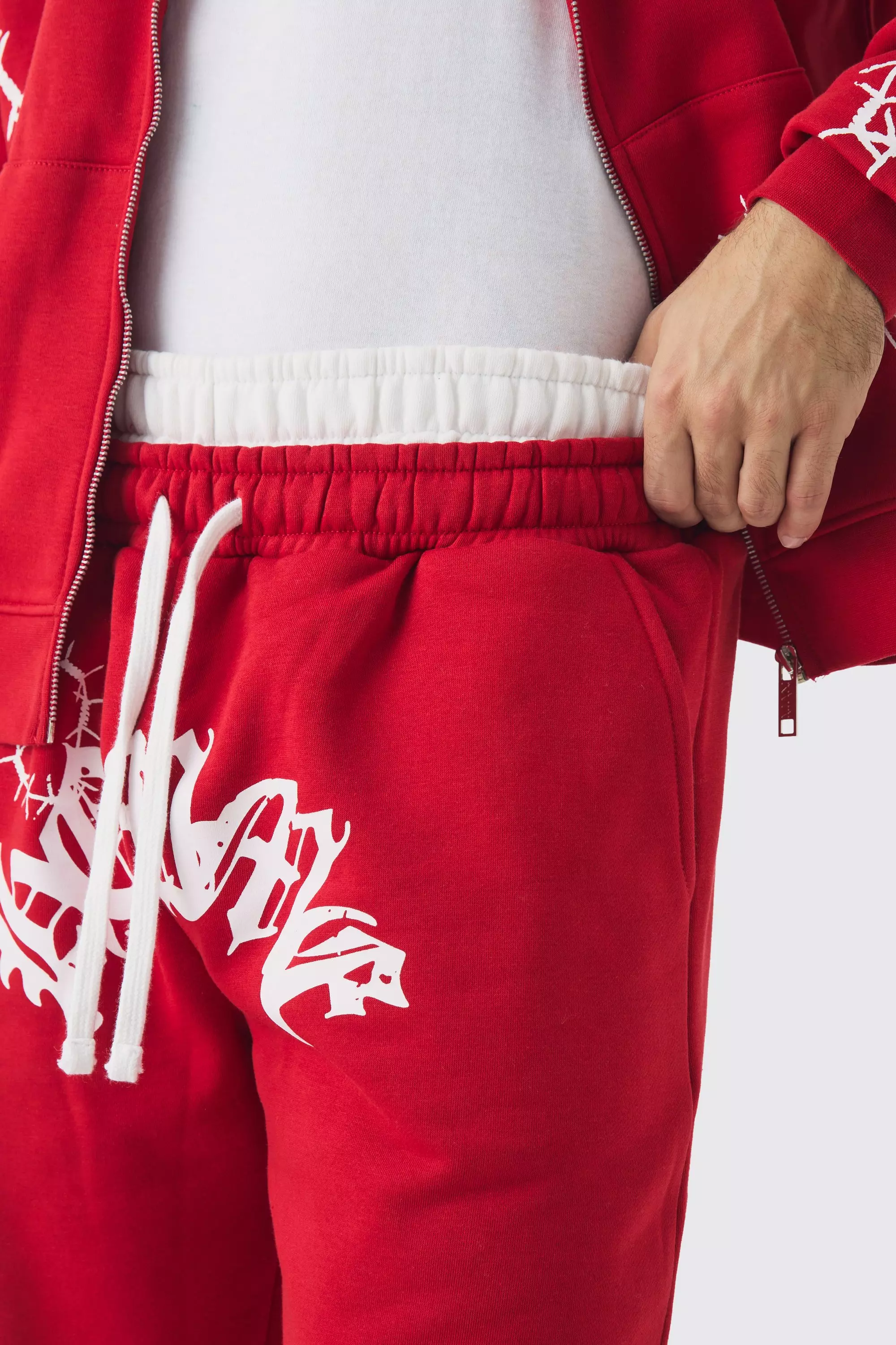 Relaxed Double Waistband Heart Print Jogger boohooMAN UK