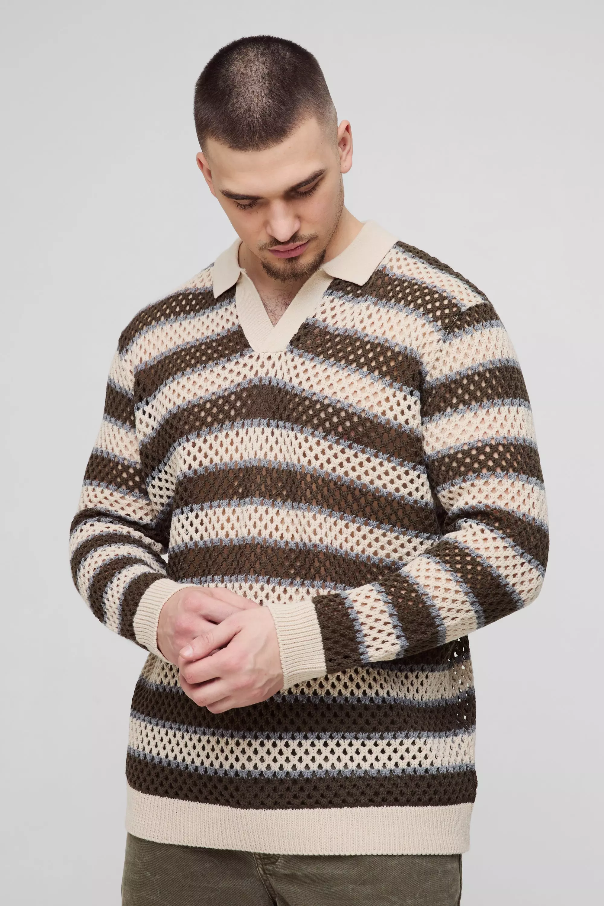 Polo Da Rugby Tall In Maglia A Righe, Stone immagine alternativa
