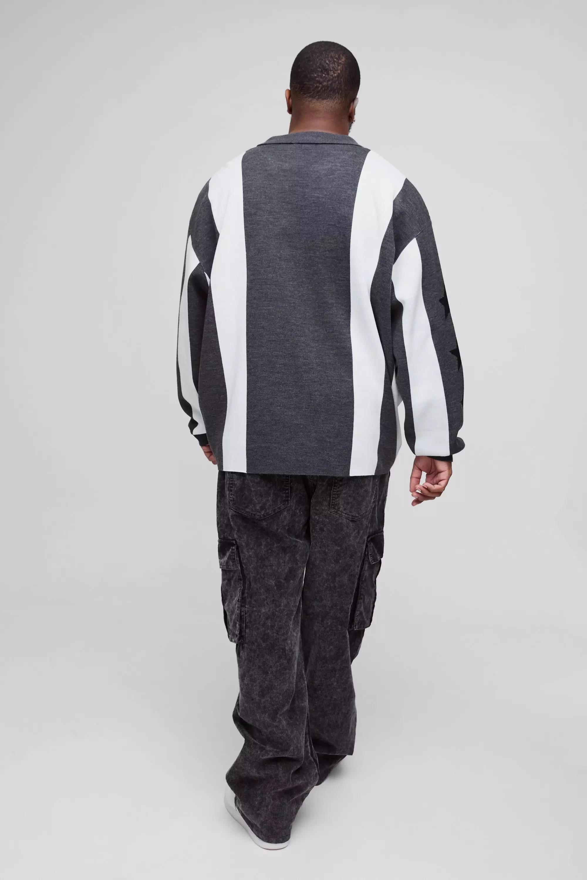 Black Plus Oversized Gebreide Voetbal Top alternatieve afbeelding