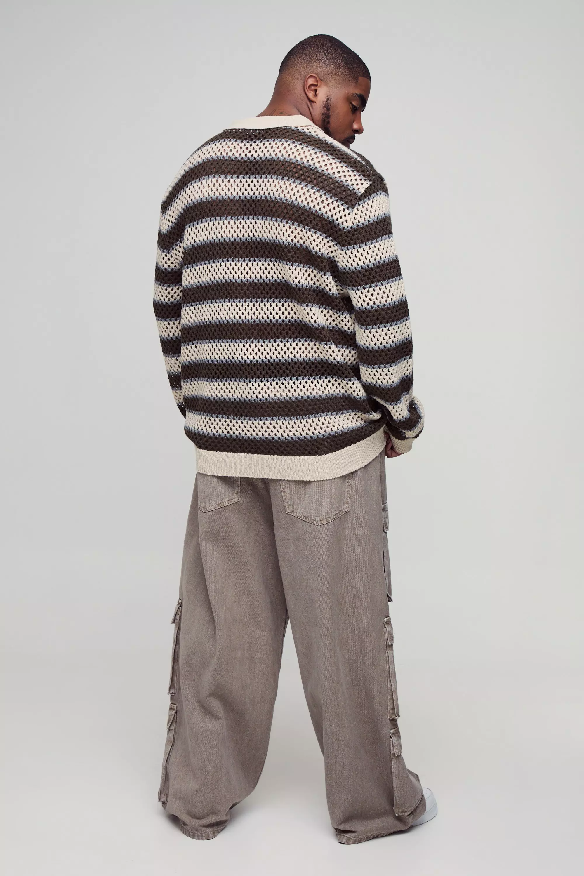 Stone Plus Stripe Knitted Rugby Polo alternative image