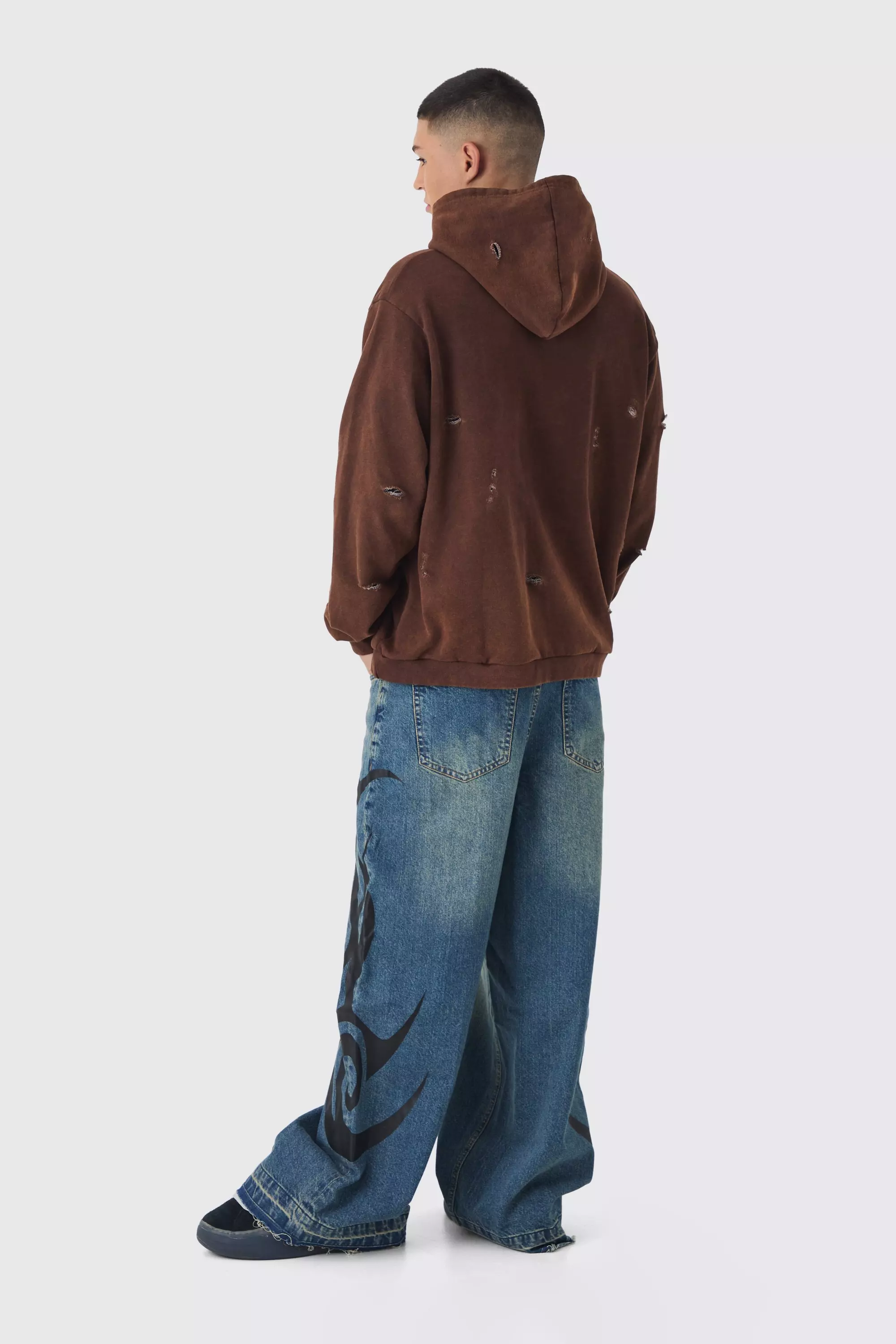 Extreme Baggy Rigid Flame Denim Jeans | boohooMAN USA