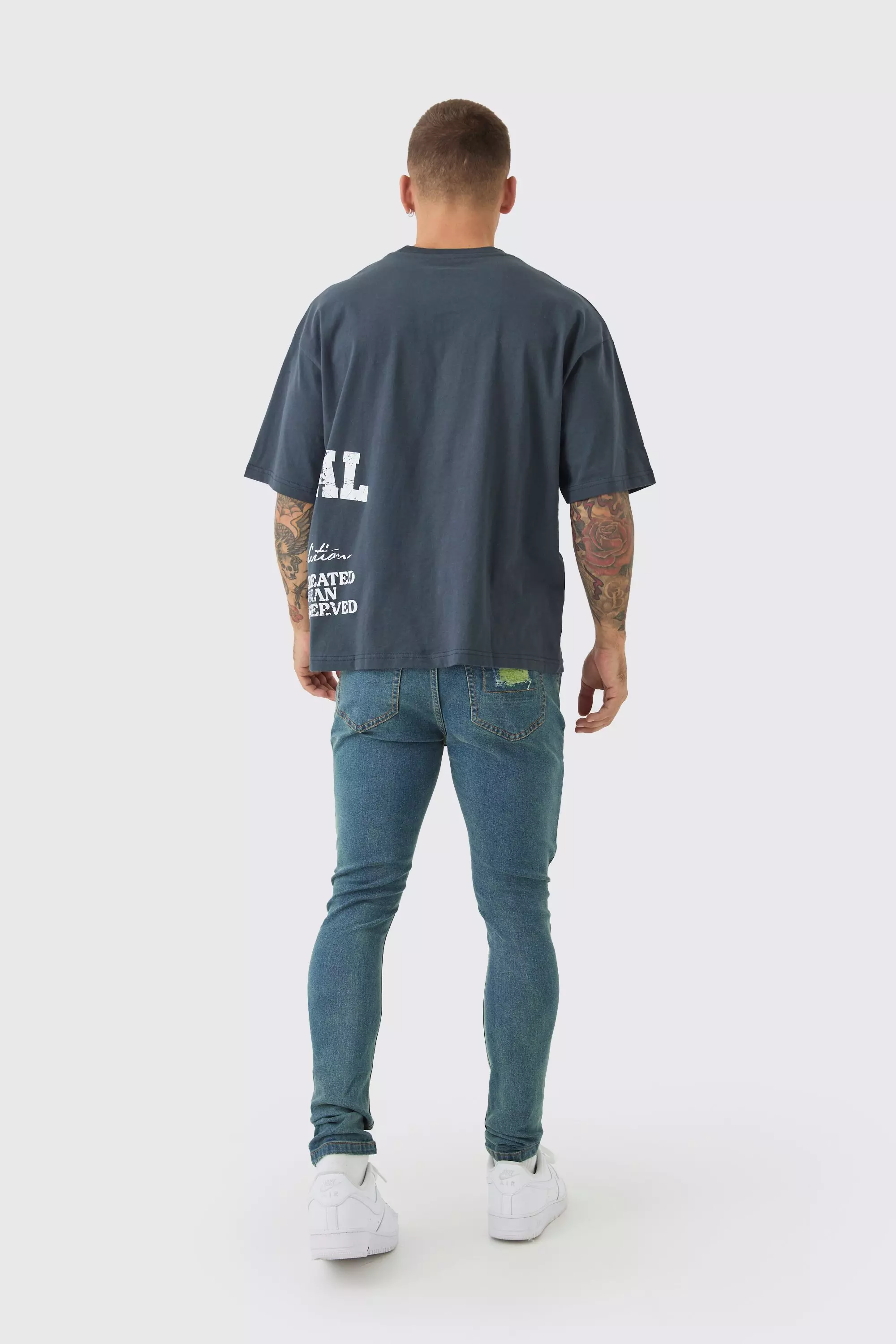 Super Skinny Rip & Repair Bikerjeans, Petrol alternatives Bild