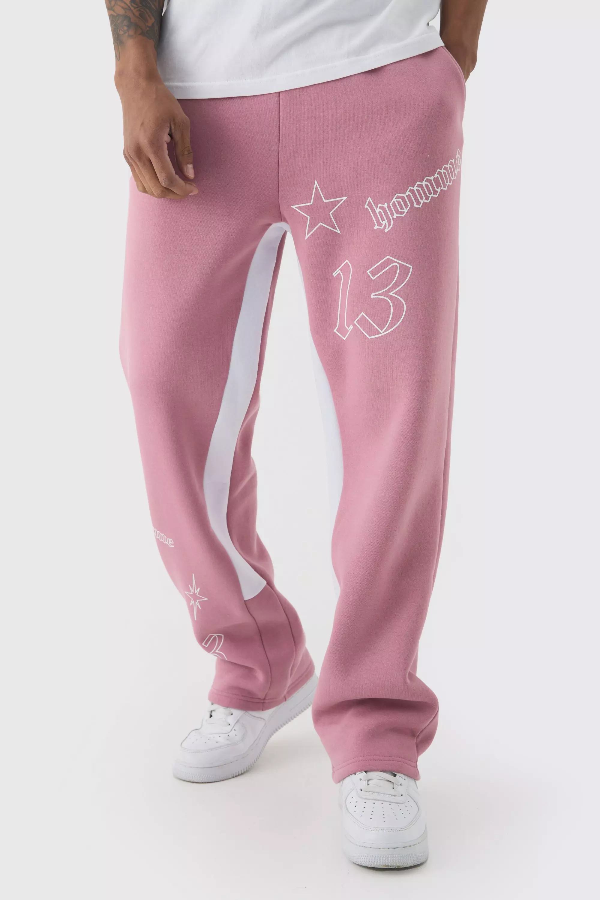 Relaxed Fit Printed Gusset Sweatpants Lilac