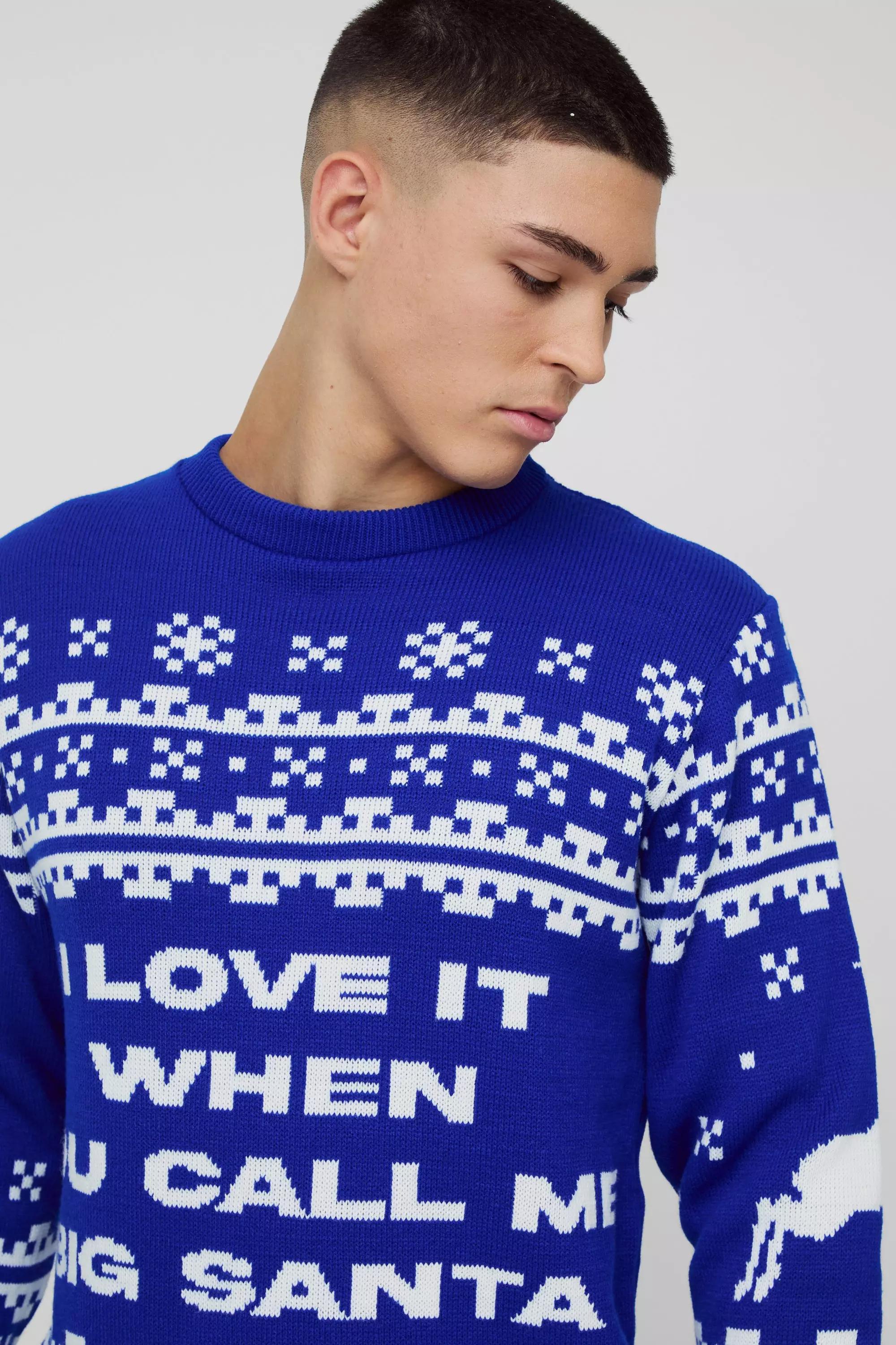 Cobalt Regular Fit Big Santa Fairisle Christmas Jumper alternative image