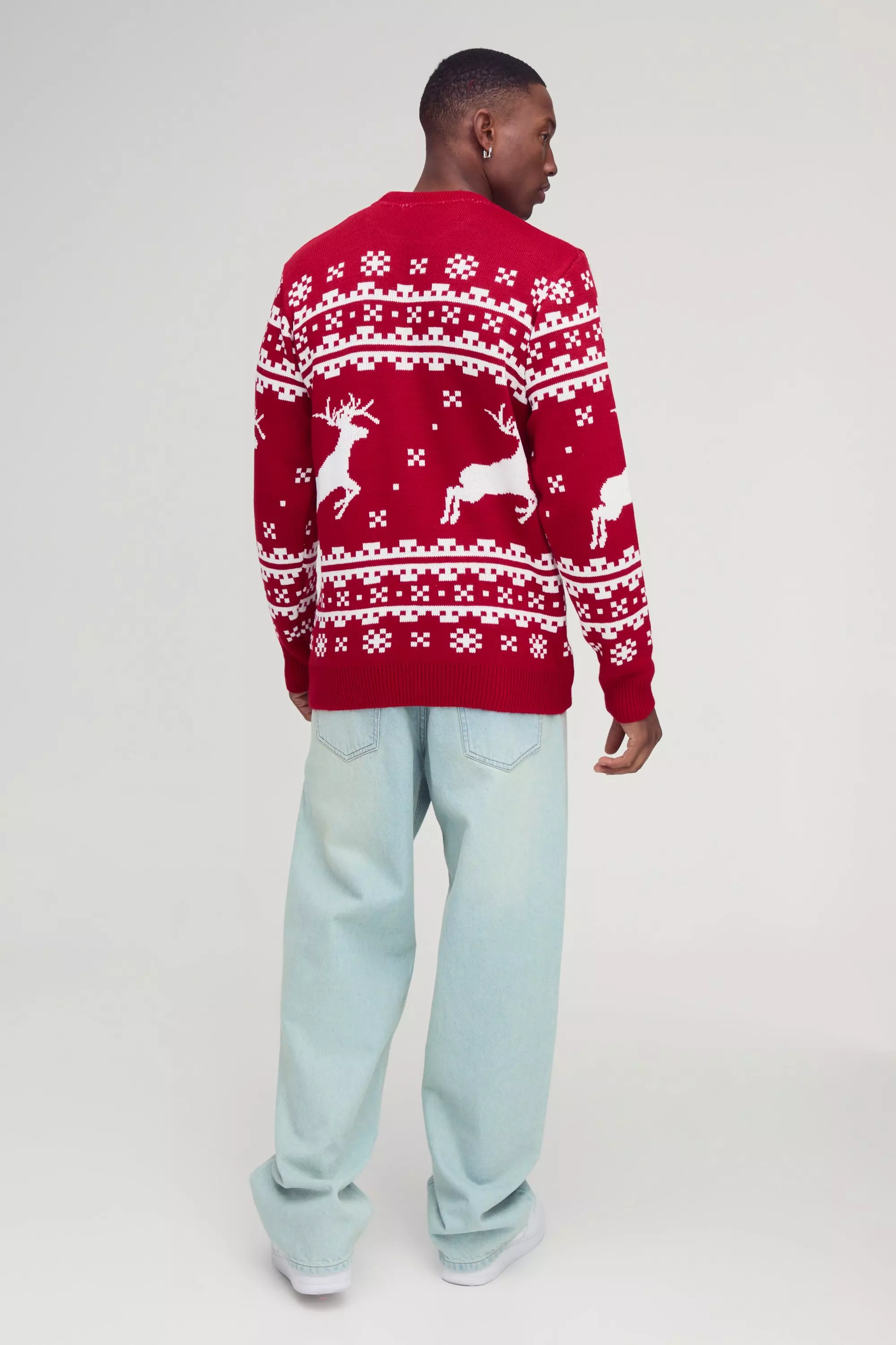 Red Regular Fit Big Santa Fairisle Christmas Sweater alternative image