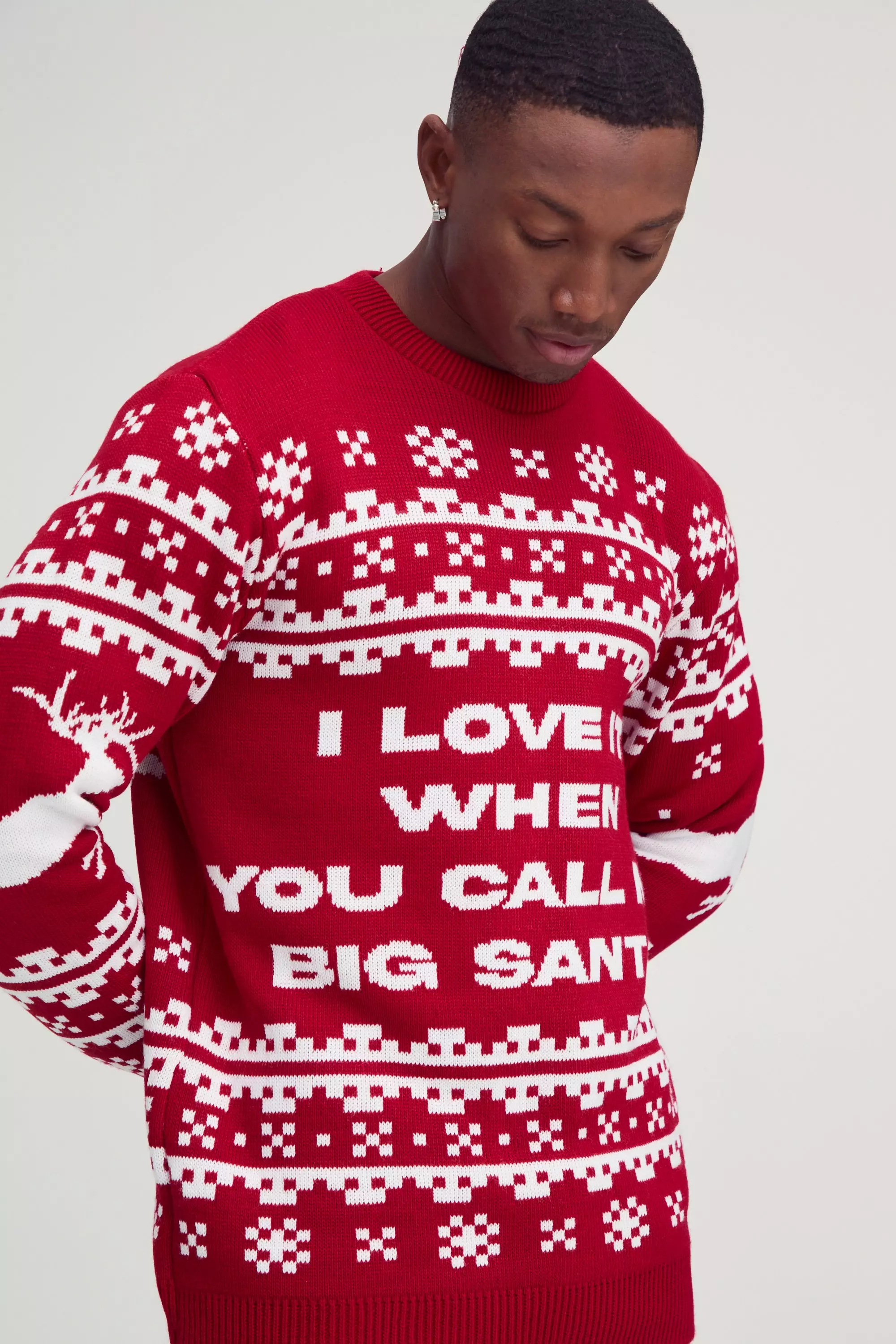 Red Regular Fit Big Santa Fairisle Christmas Sweater alternative image