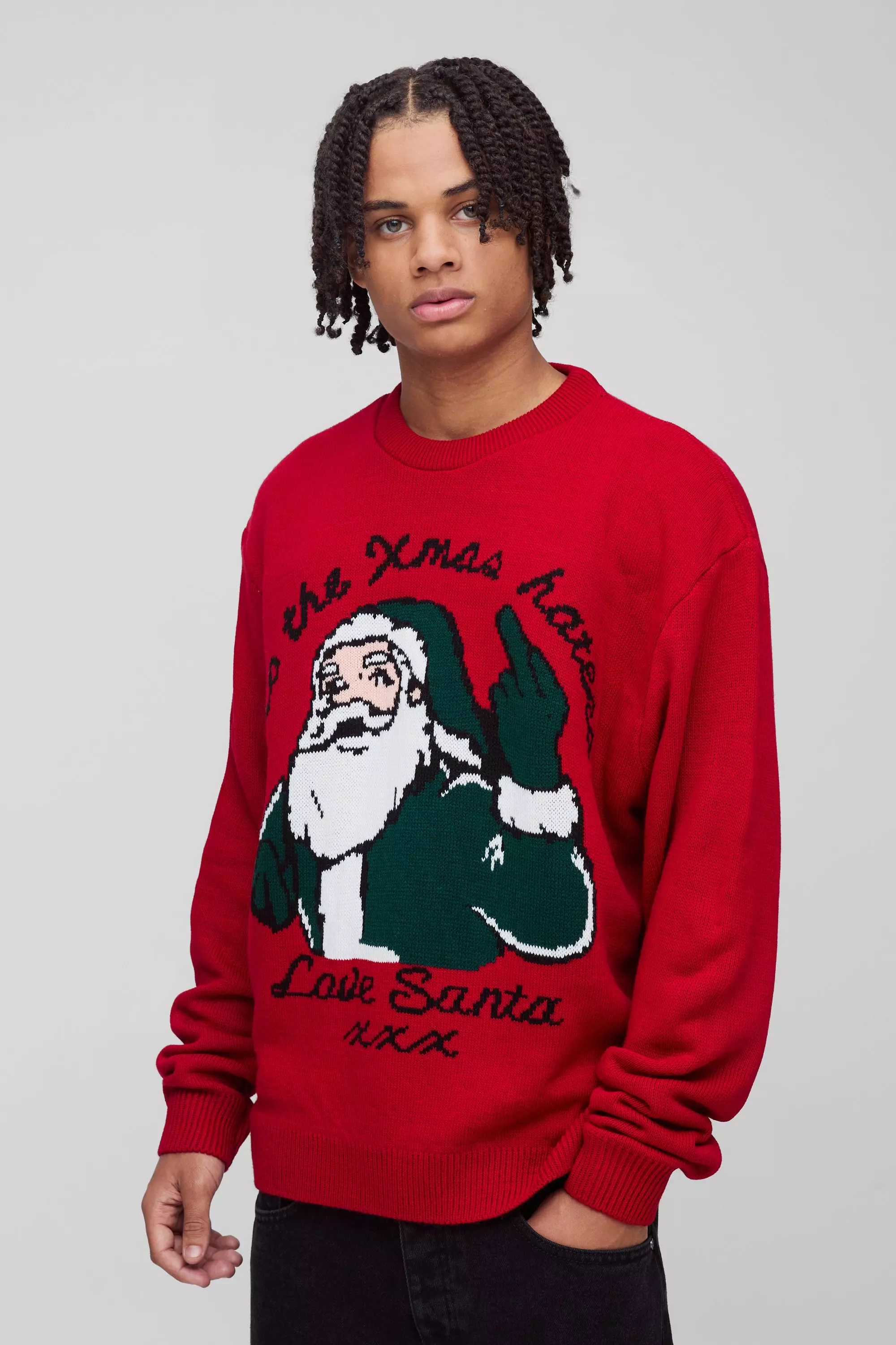 Red Oversized Boxy Love Santa Kersttrui alternatieve afbeelding