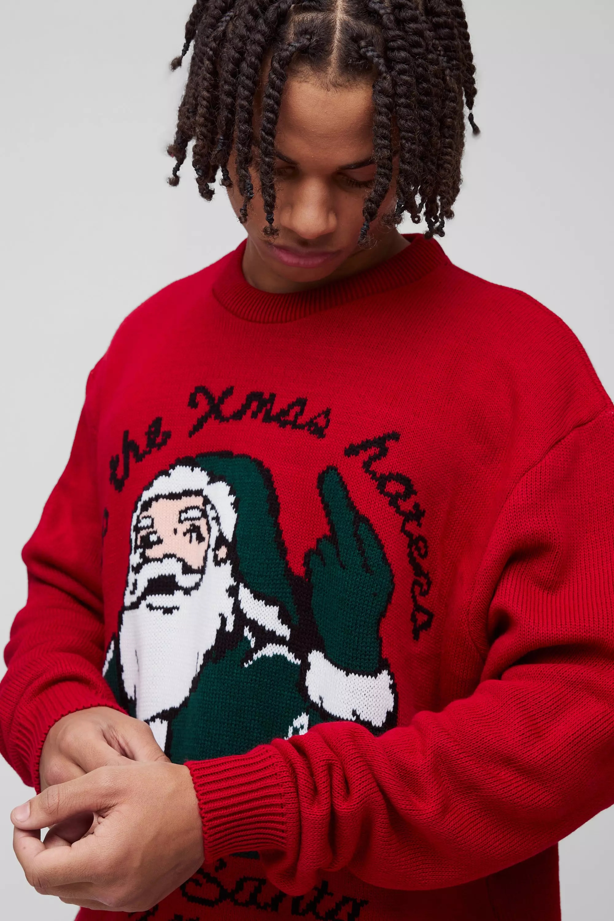 Red Oversized Boxy Love Santa Kersttrui alternatieve afbeelding