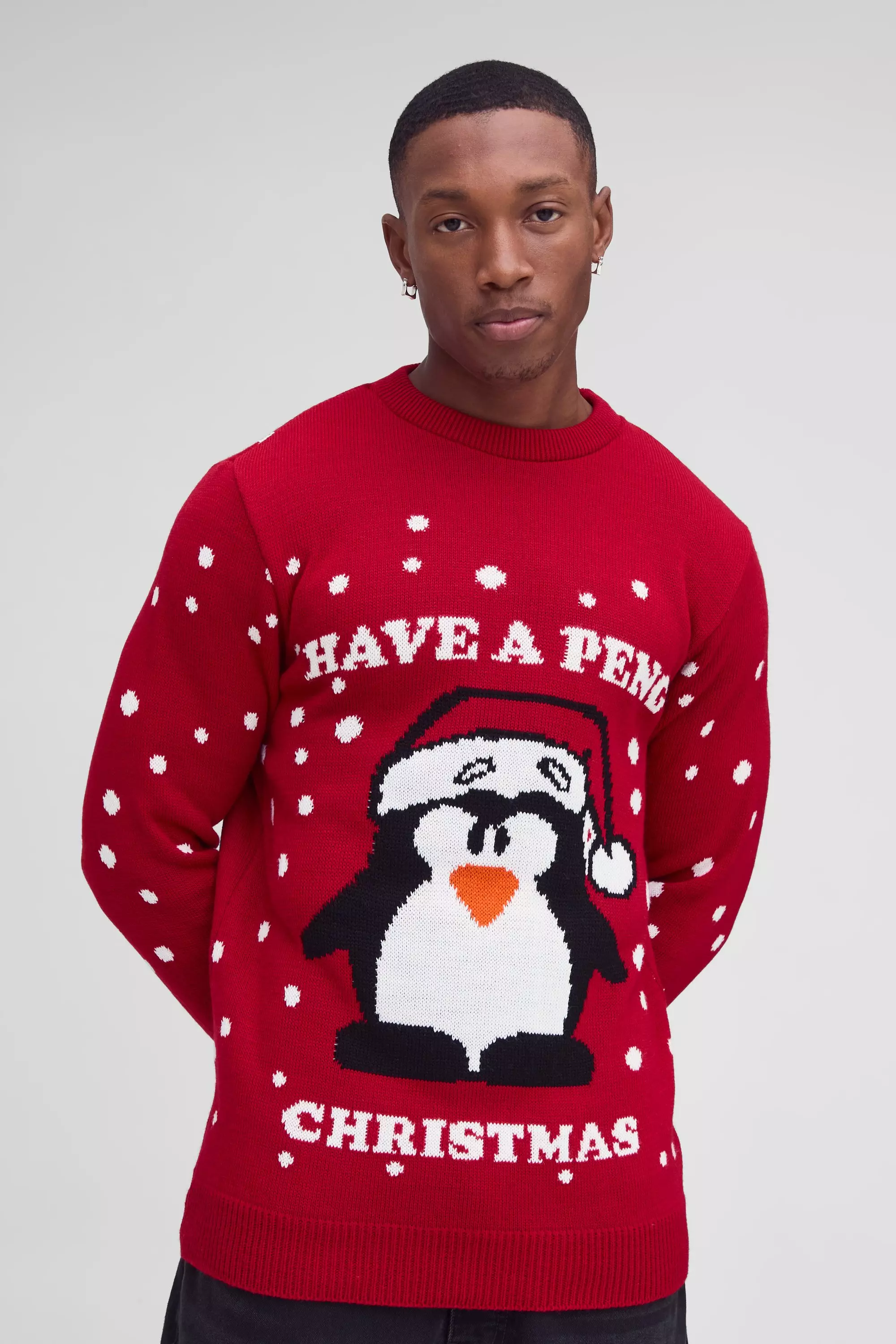 Red Regular Fit Peng All Over Christmas Jumper alternative image