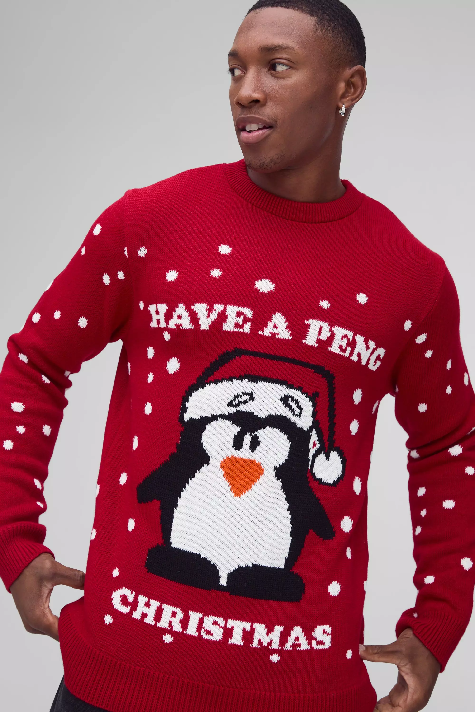 Red Regular Fit Peng All Over Christmas Jumper alternative image
