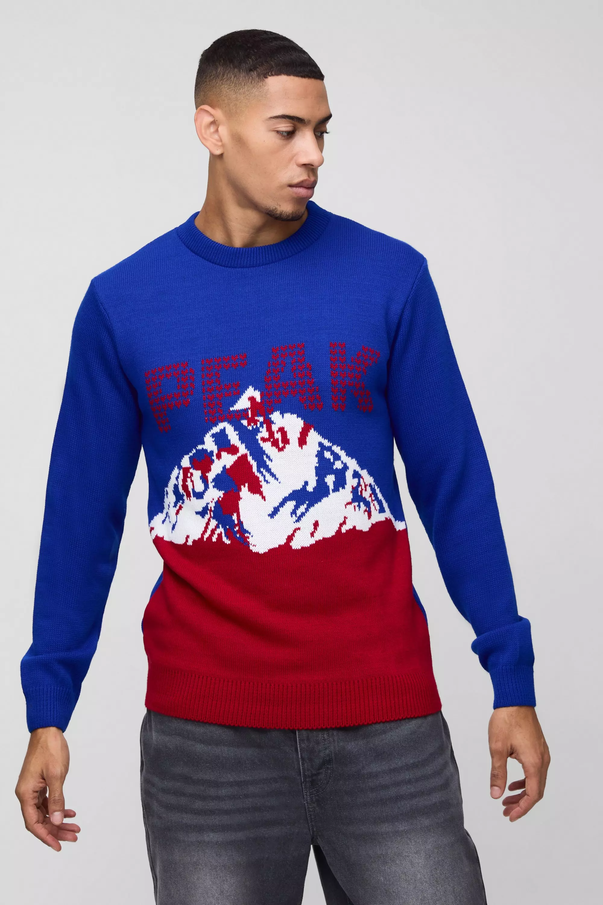 Regular Fit Peak Knitted Sweater Cobalt