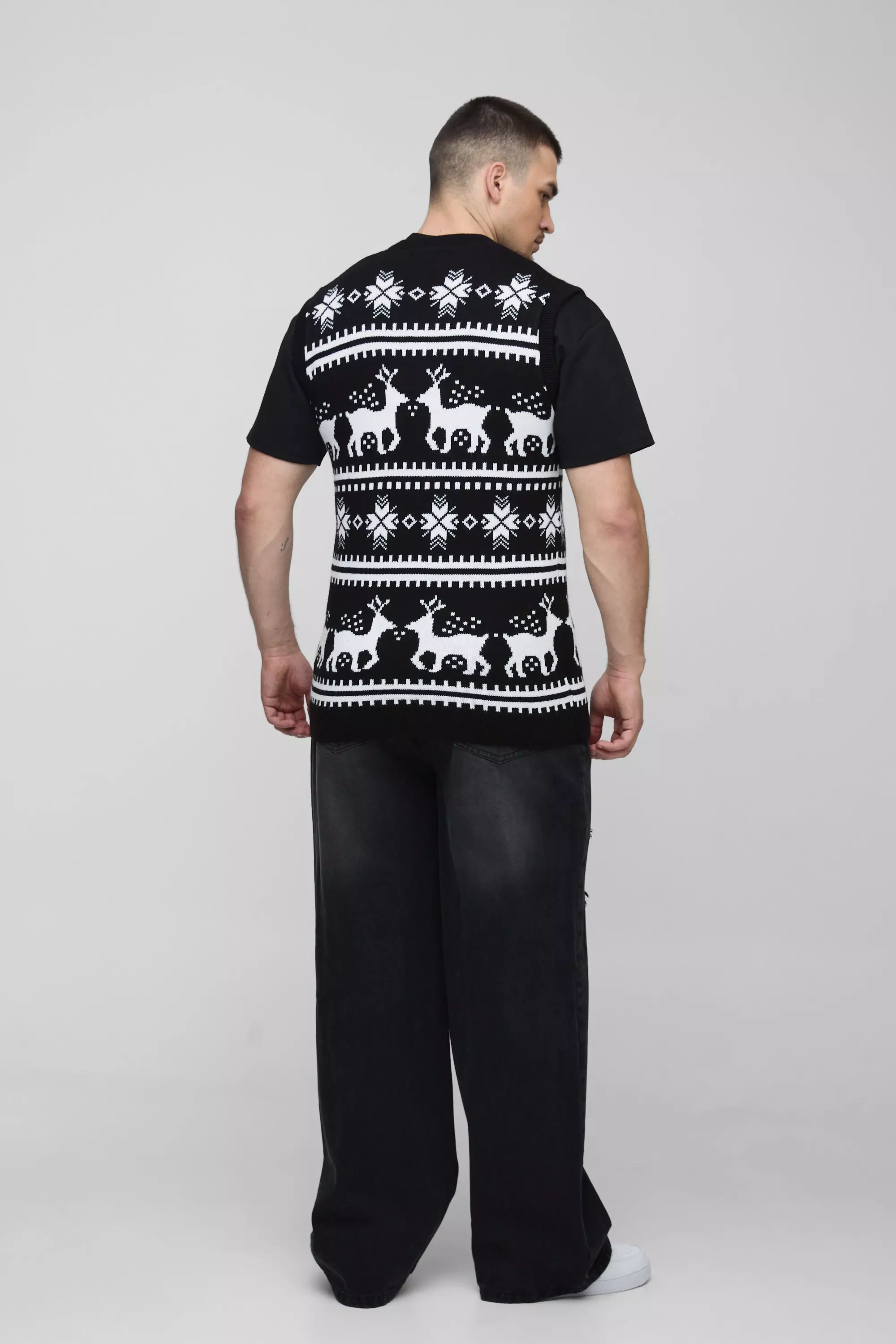 Tall - Pull de Noël sans manches à motif rennes, Black autre image