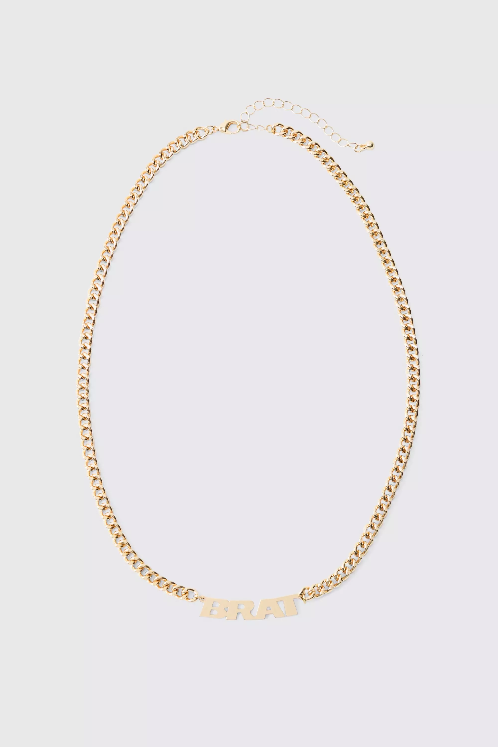 Metallic Slogan Necklace In Gold