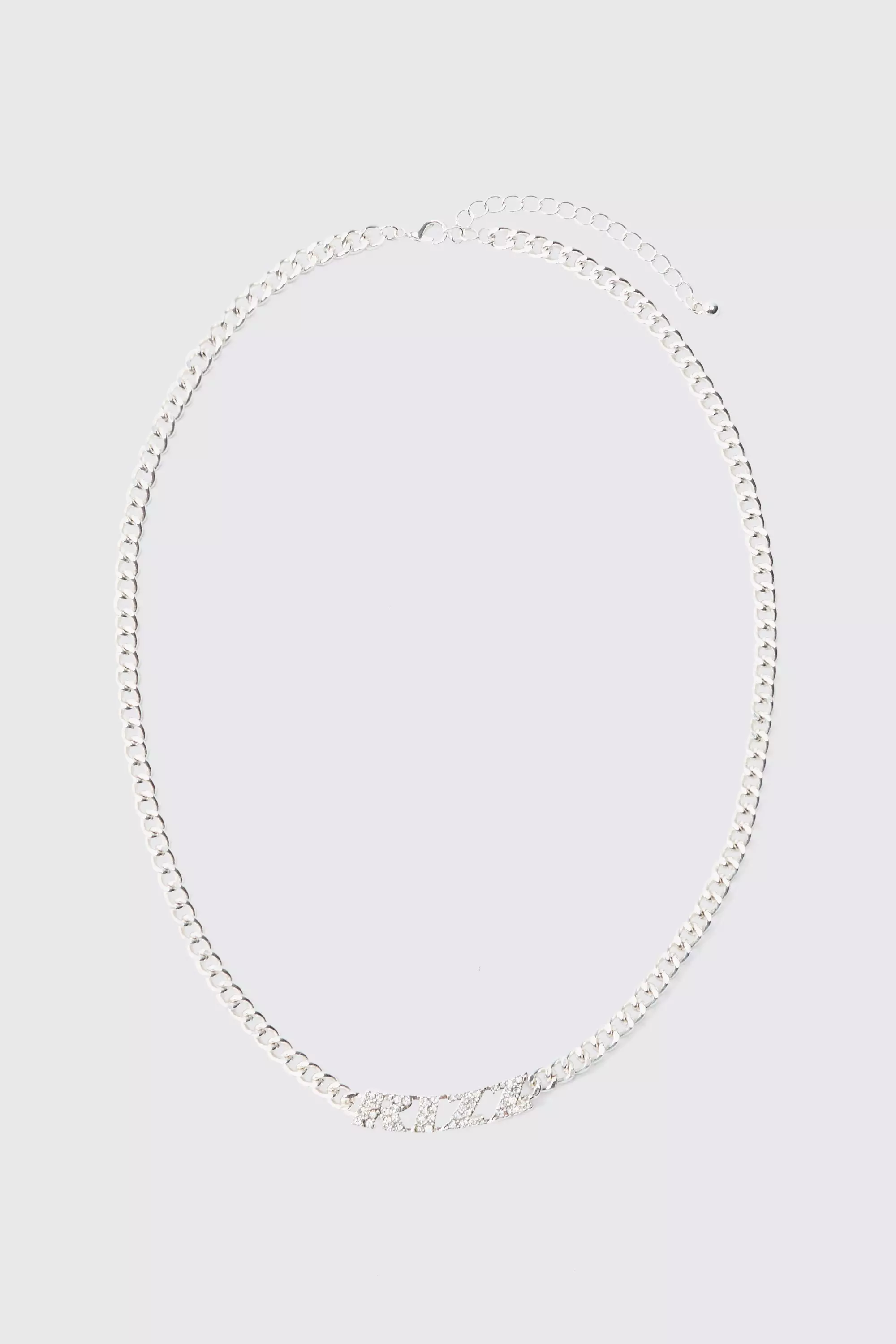 Silver Iced Rizz Necklace In Silver