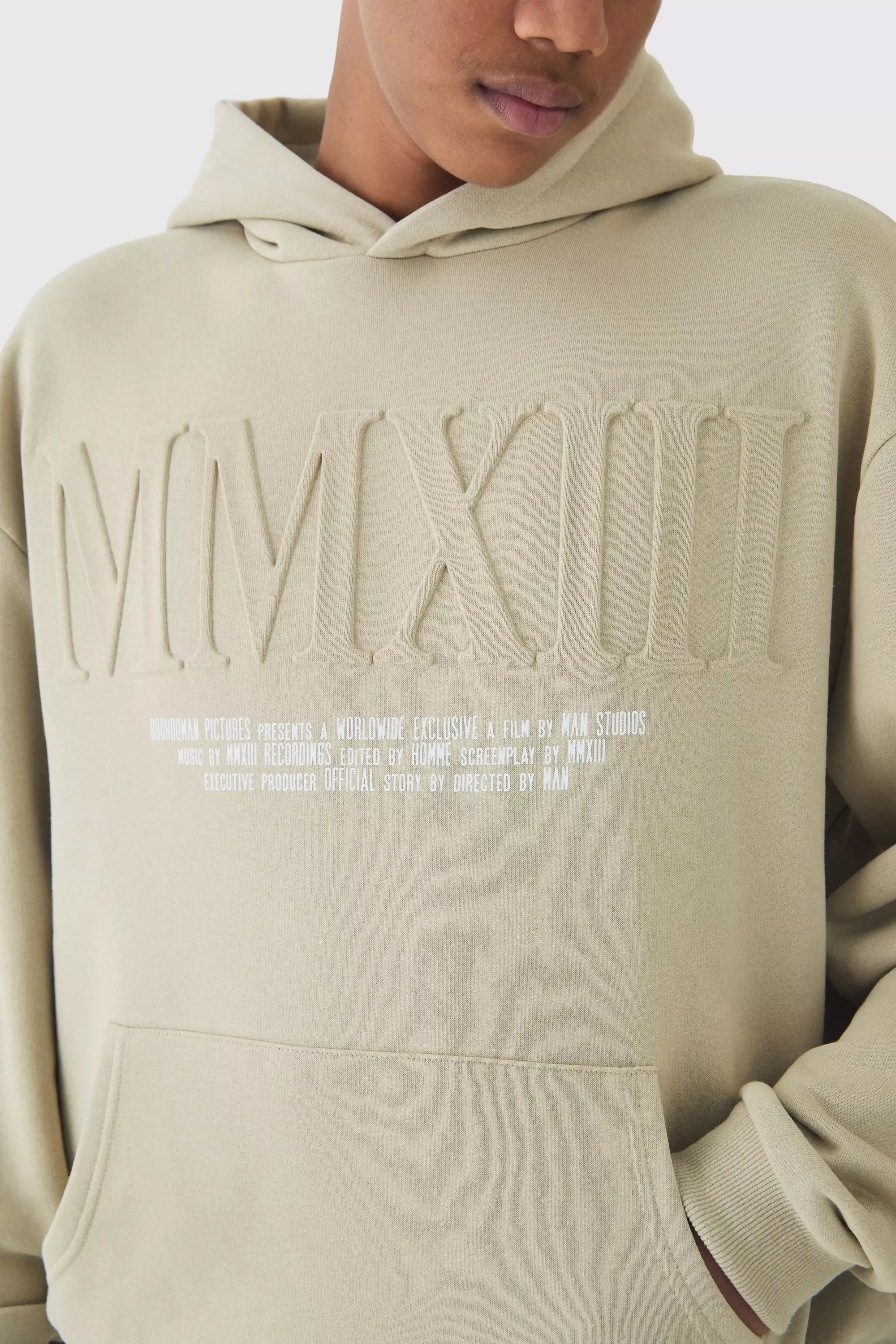Stone Tall Oversized MMXIII Embossed Hoodie  alternative image