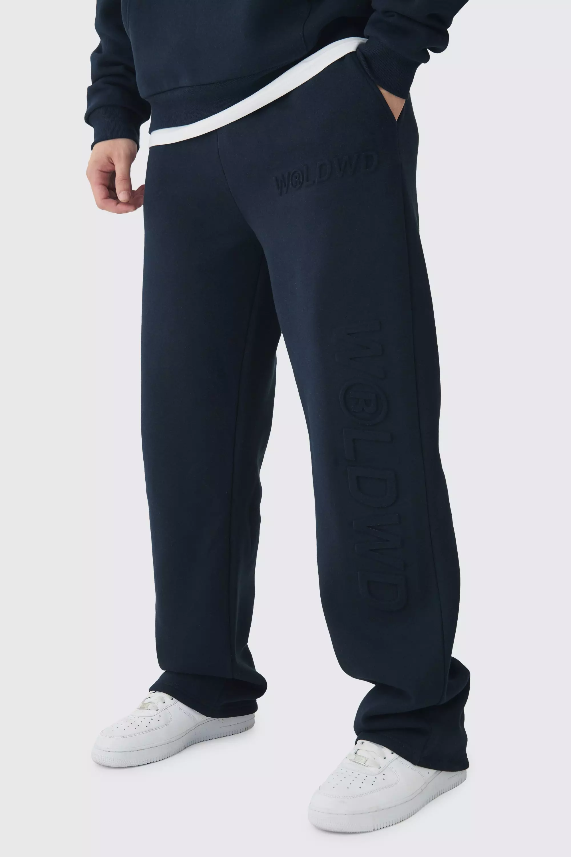 Navy Tall Baggy Worldwide Joggingbroek Met Reliëf alternatieve afbeelding