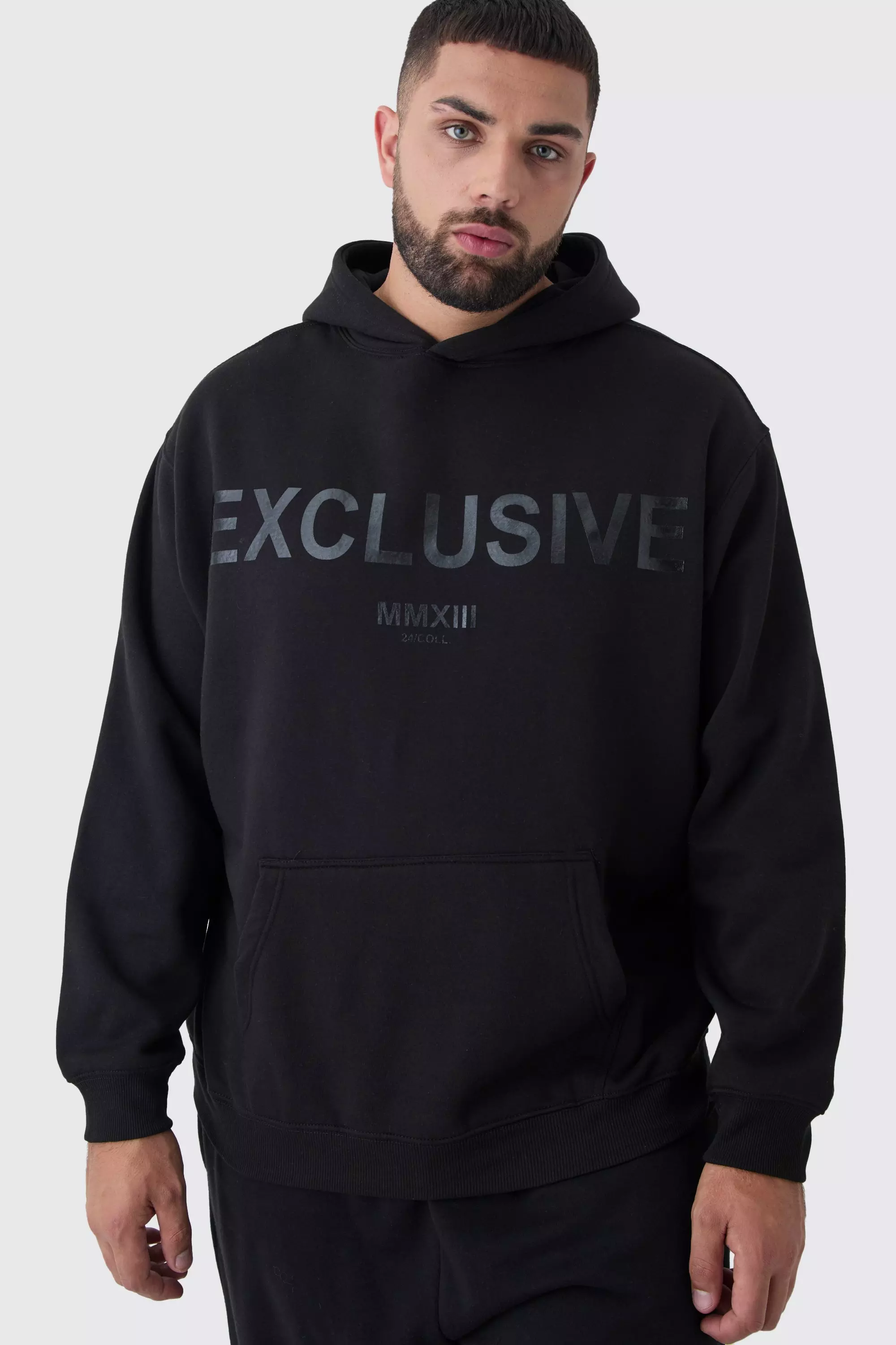 Black Plus Oversized Exclusive Print Hoodie