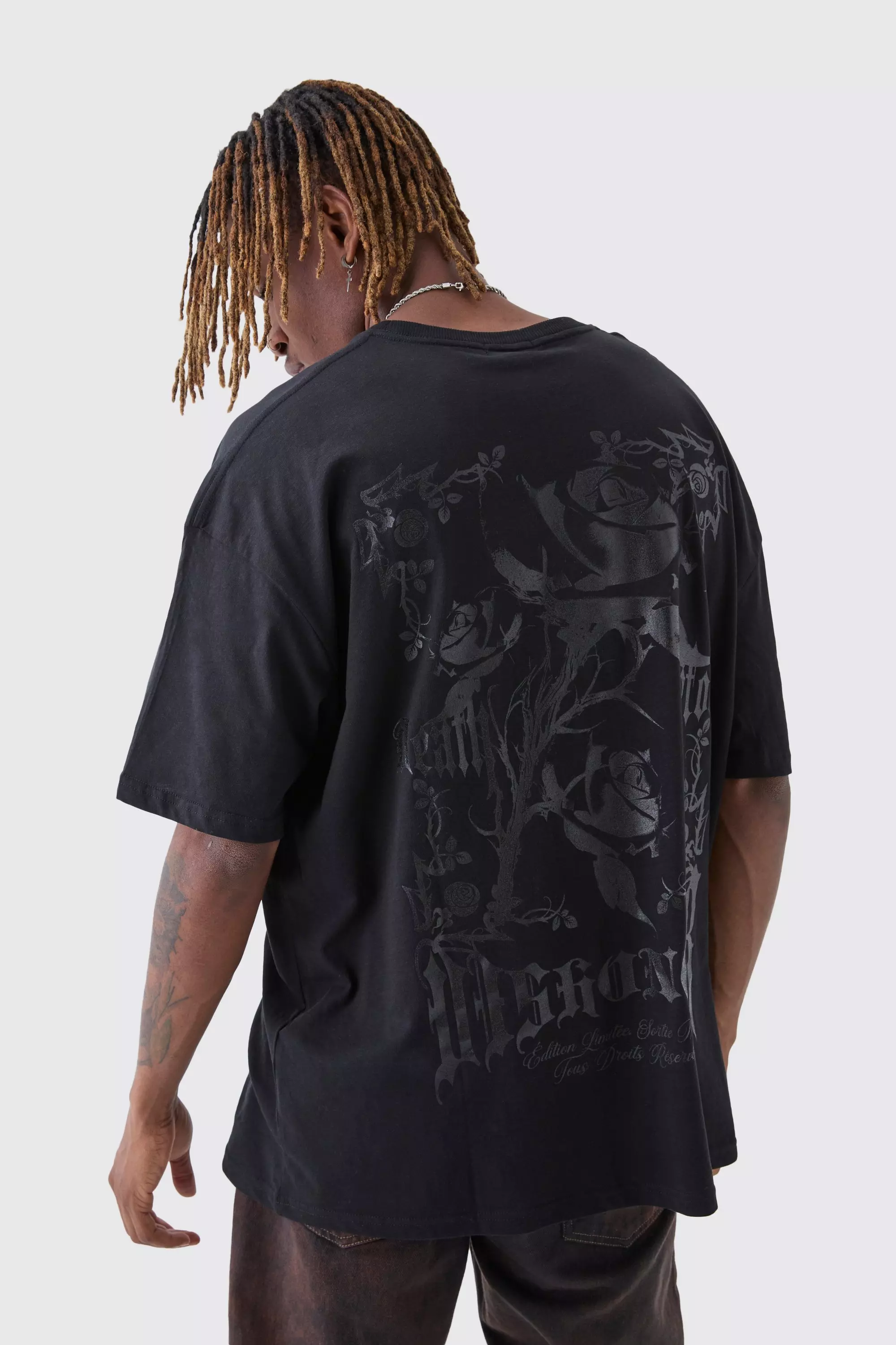 Tall Oversized Floral Renaissance Print T-Shirt | boohooMAN USA