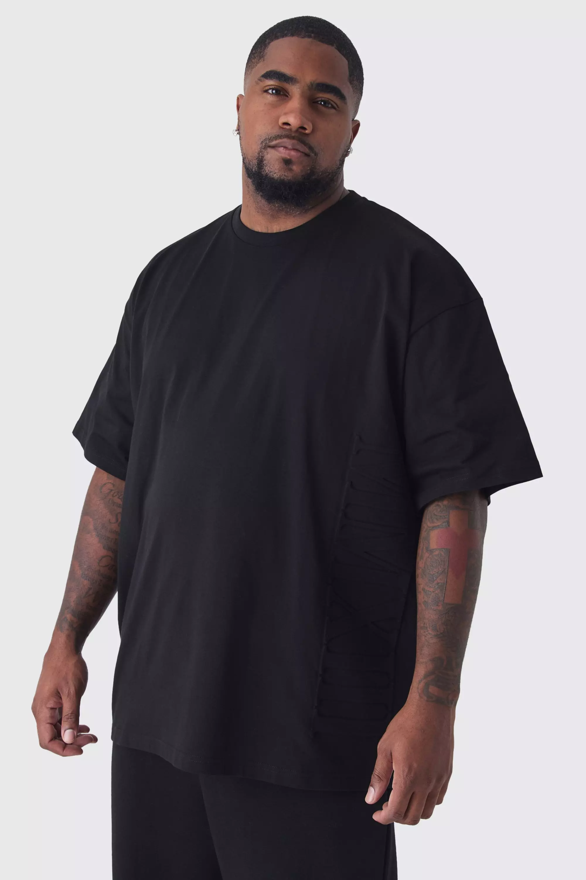 Plus Oversized MMXIII Embossed T-Shirt Black