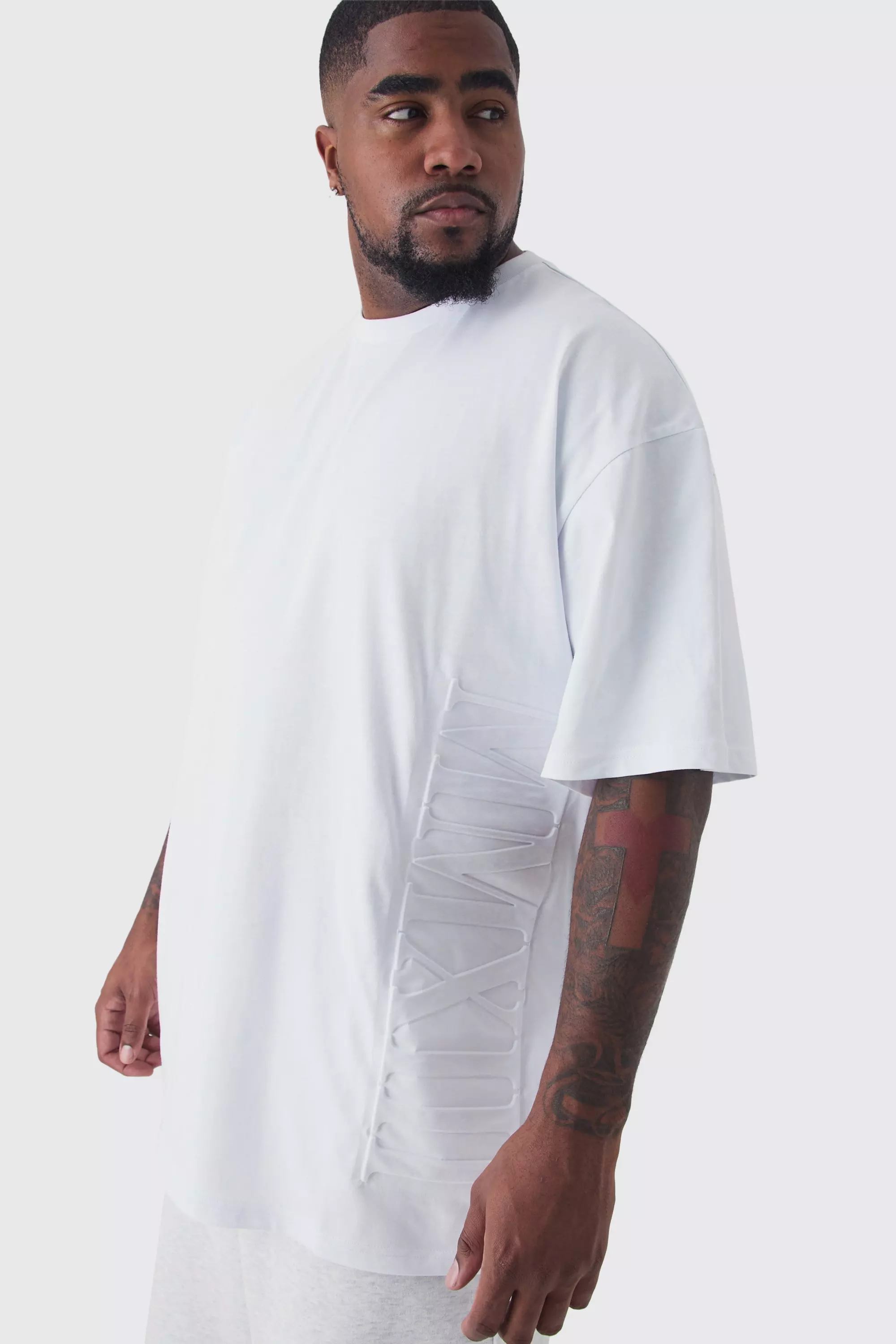 White Plus Oversized MMXIII Embossed T-Shirt