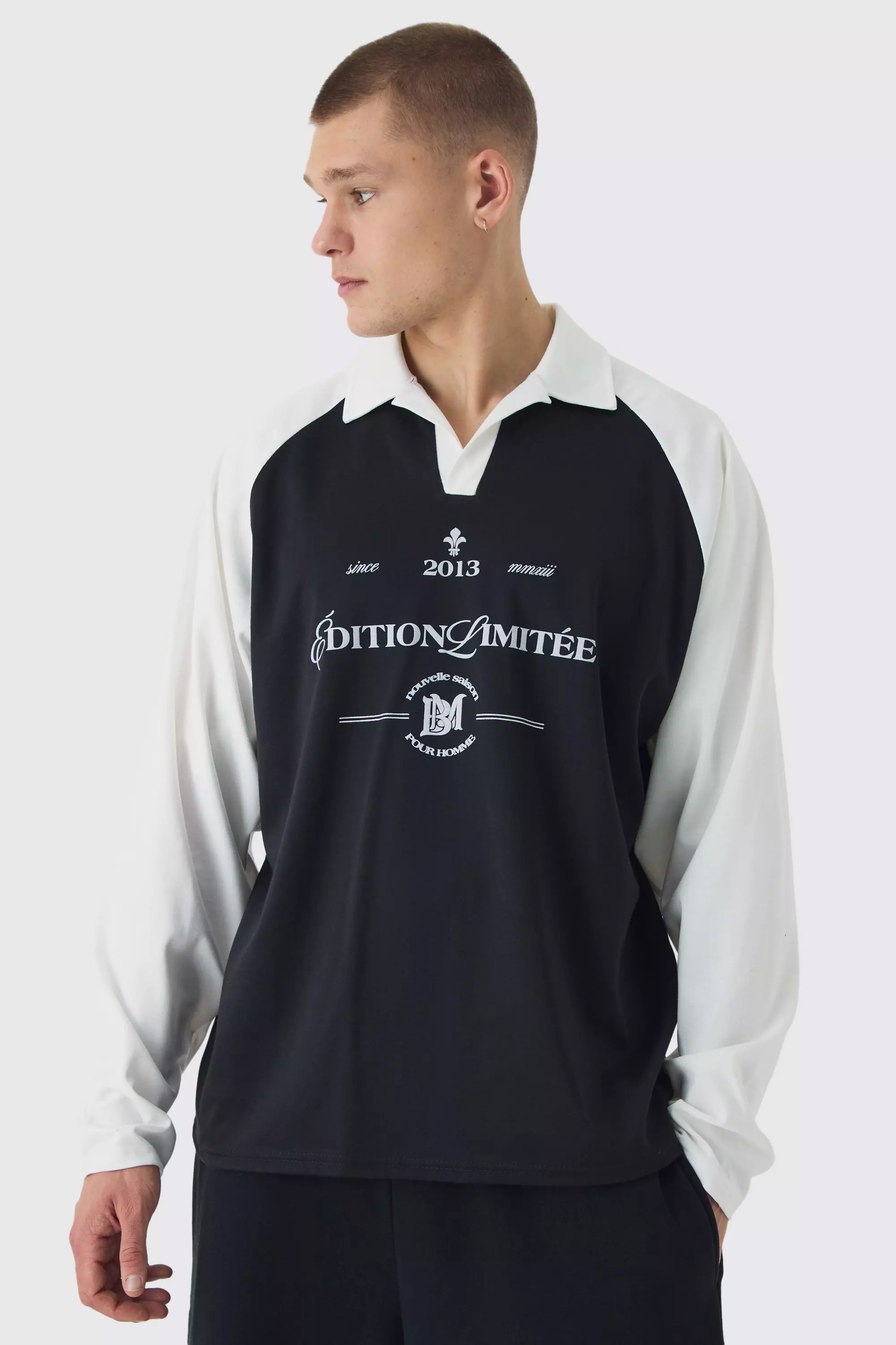 Oversized Limited Edition Long Sleeve Rugby Polo boohooMAN UK