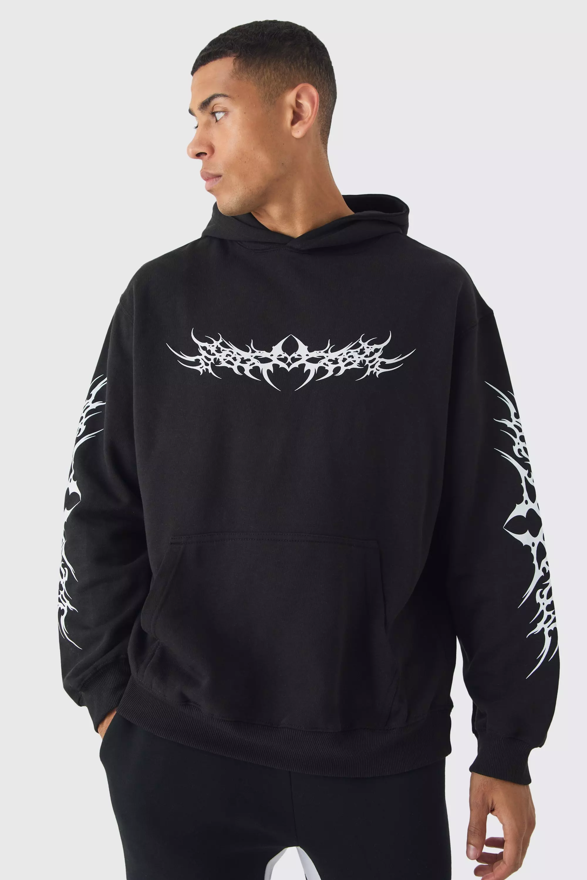 Boohooman black hoodie online
