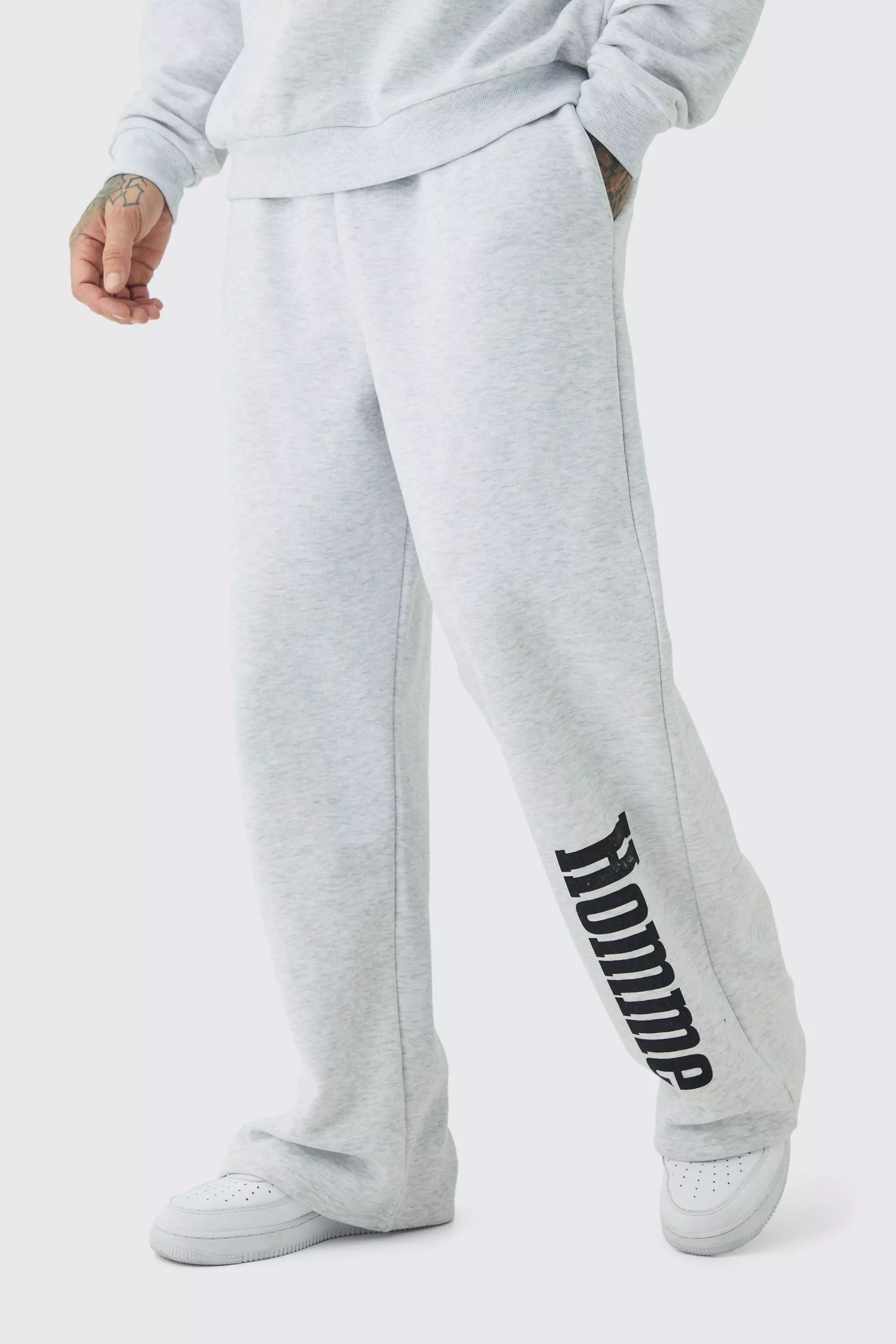 Grey Tall Motorsport Wide Leg Sweatpants