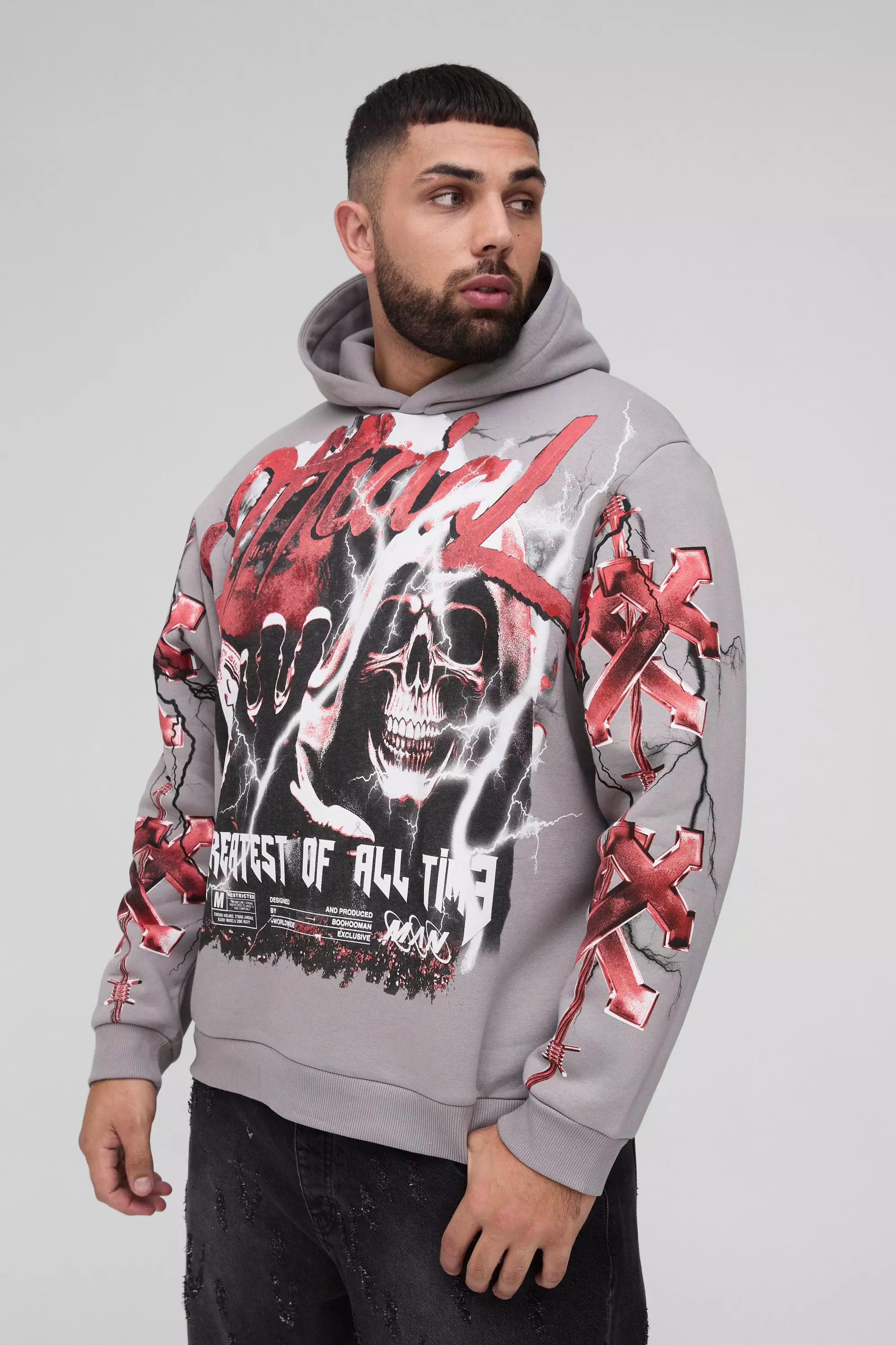 Plus Oversized Official Large Scale Print Hoodie boohooMAN