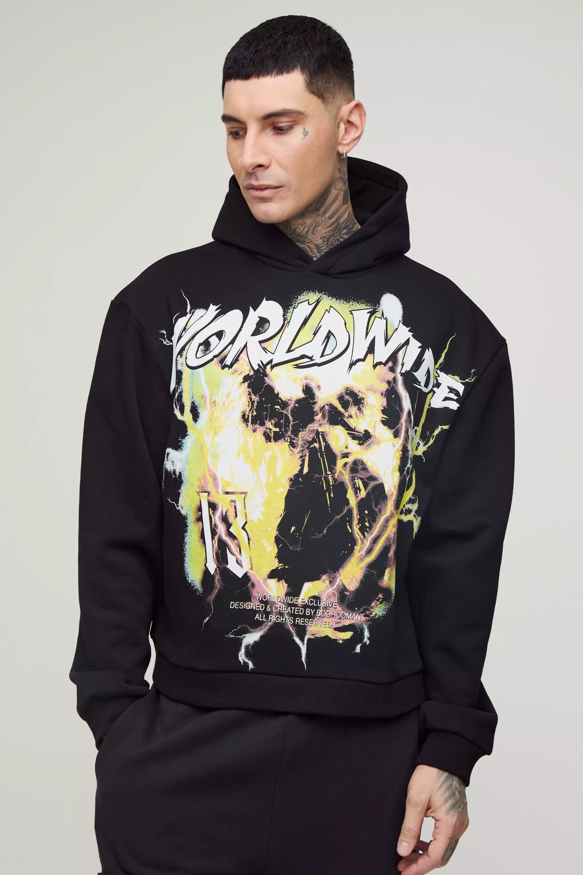 Boohooman worldwide hoodie hotsell