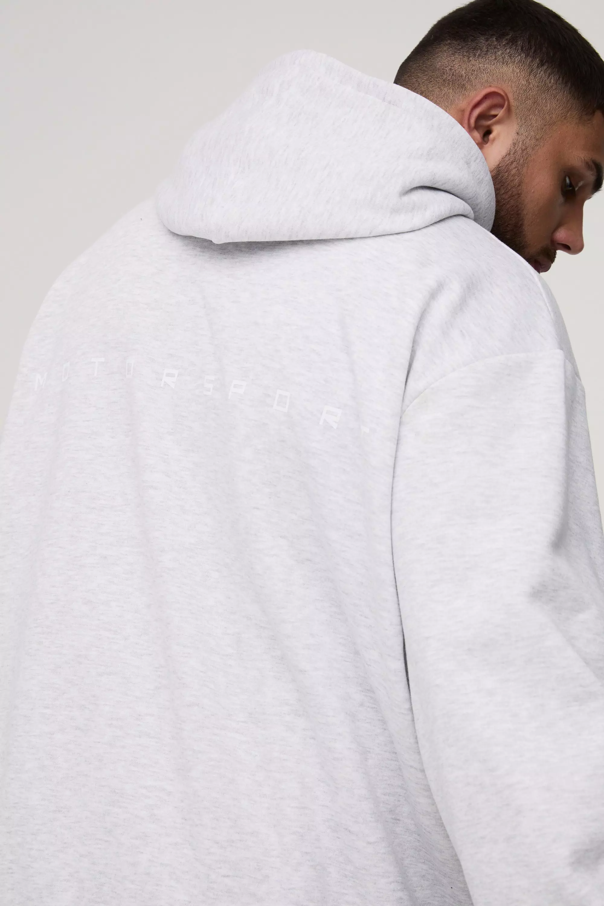 Plus Oversize Motorsport Hoodie, Grey marl alternatives Bild