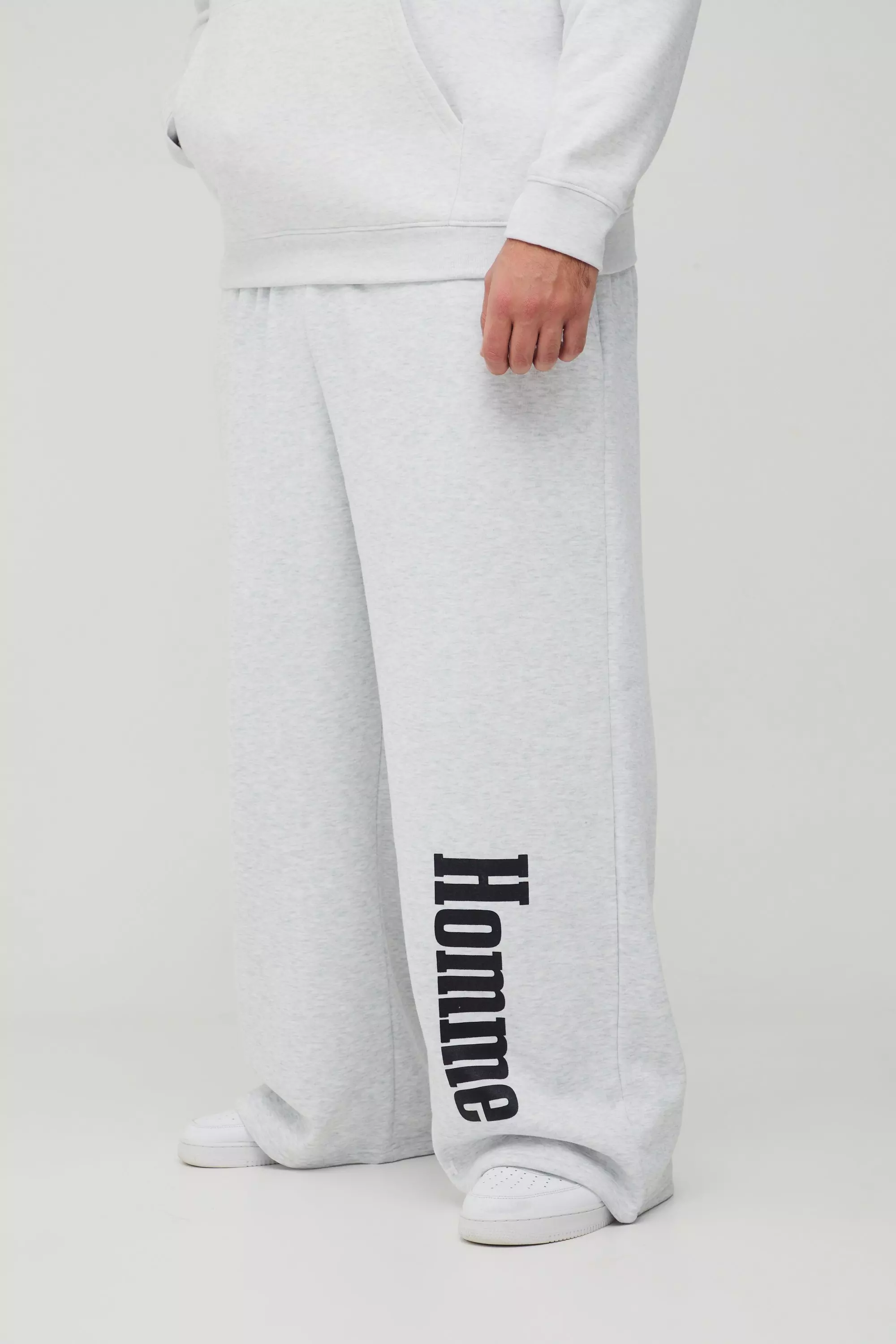 Grey marl Plus Wide Leg Motorsport Joggingbroek alternatieve afbeelding
