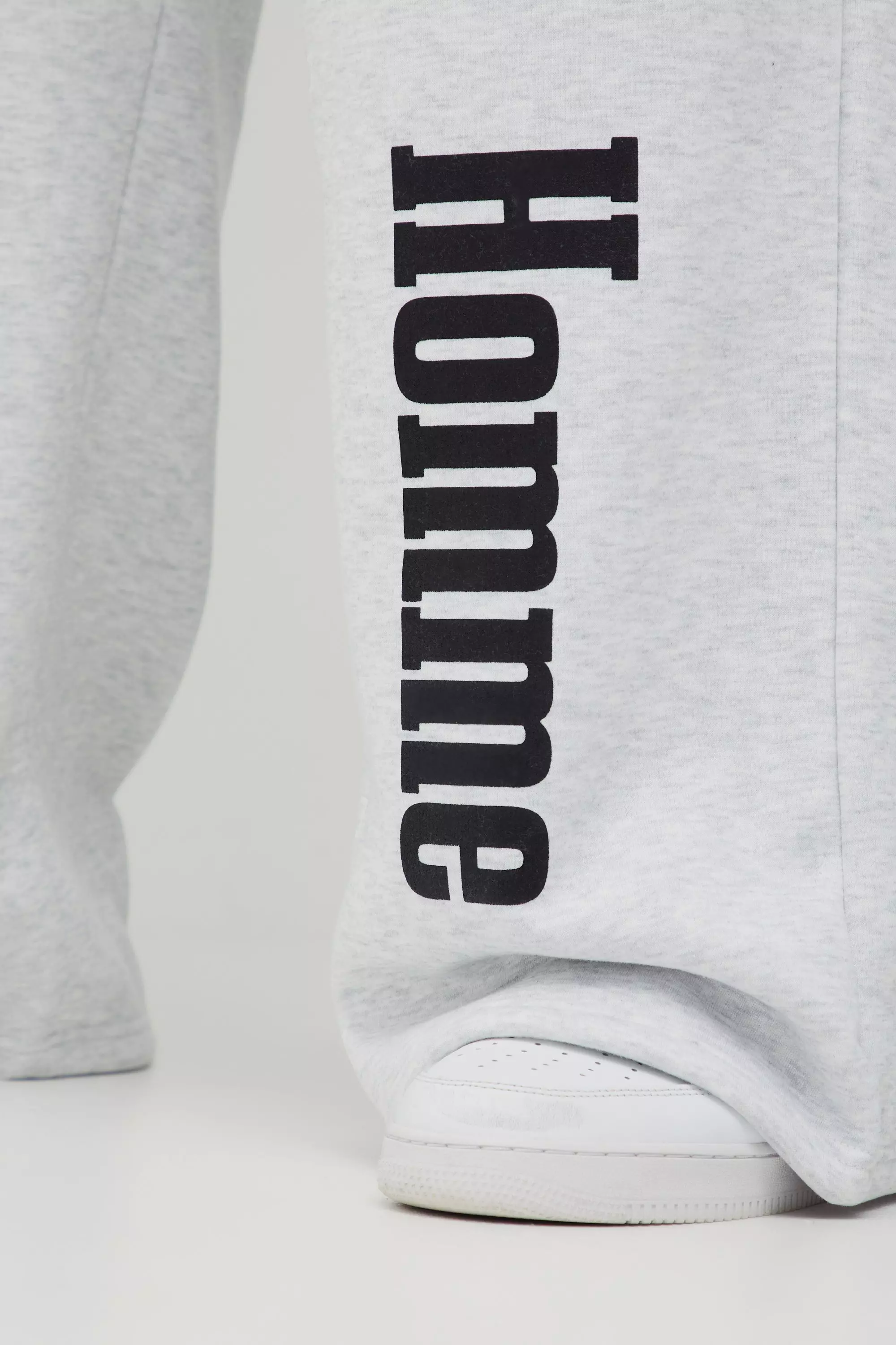 Grey marl Plus Wide Leg Motorsport Joggingbroek alternatieve afbeelding