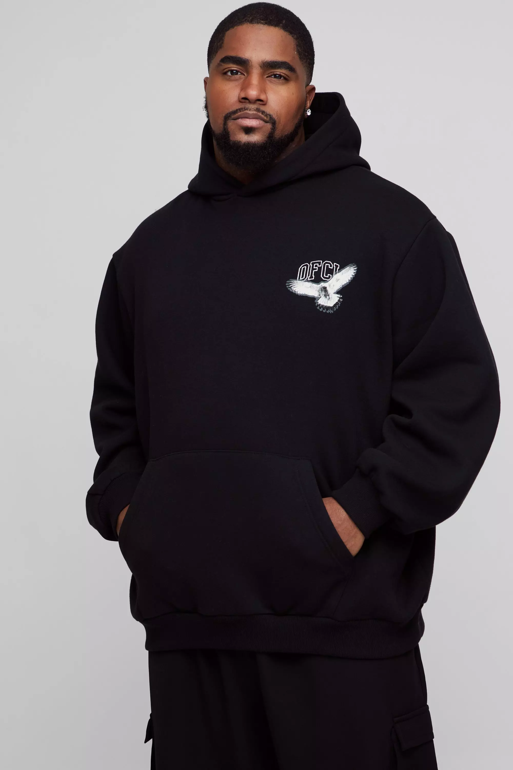 Black Plus Oversized Dove Hoodie