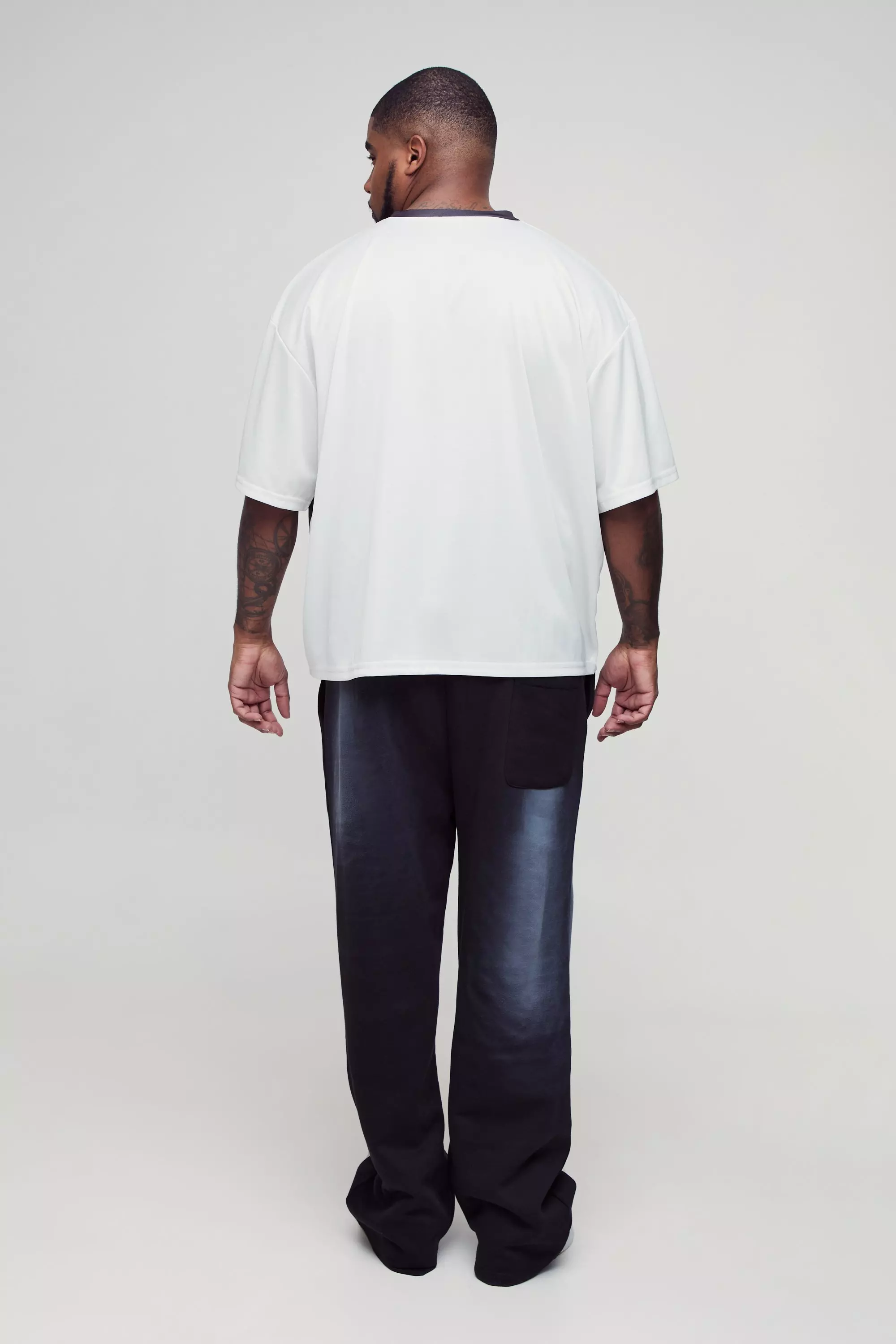 Ecru Plus Oversized Boxy Mesh Moto Printed T-shirt alternative image