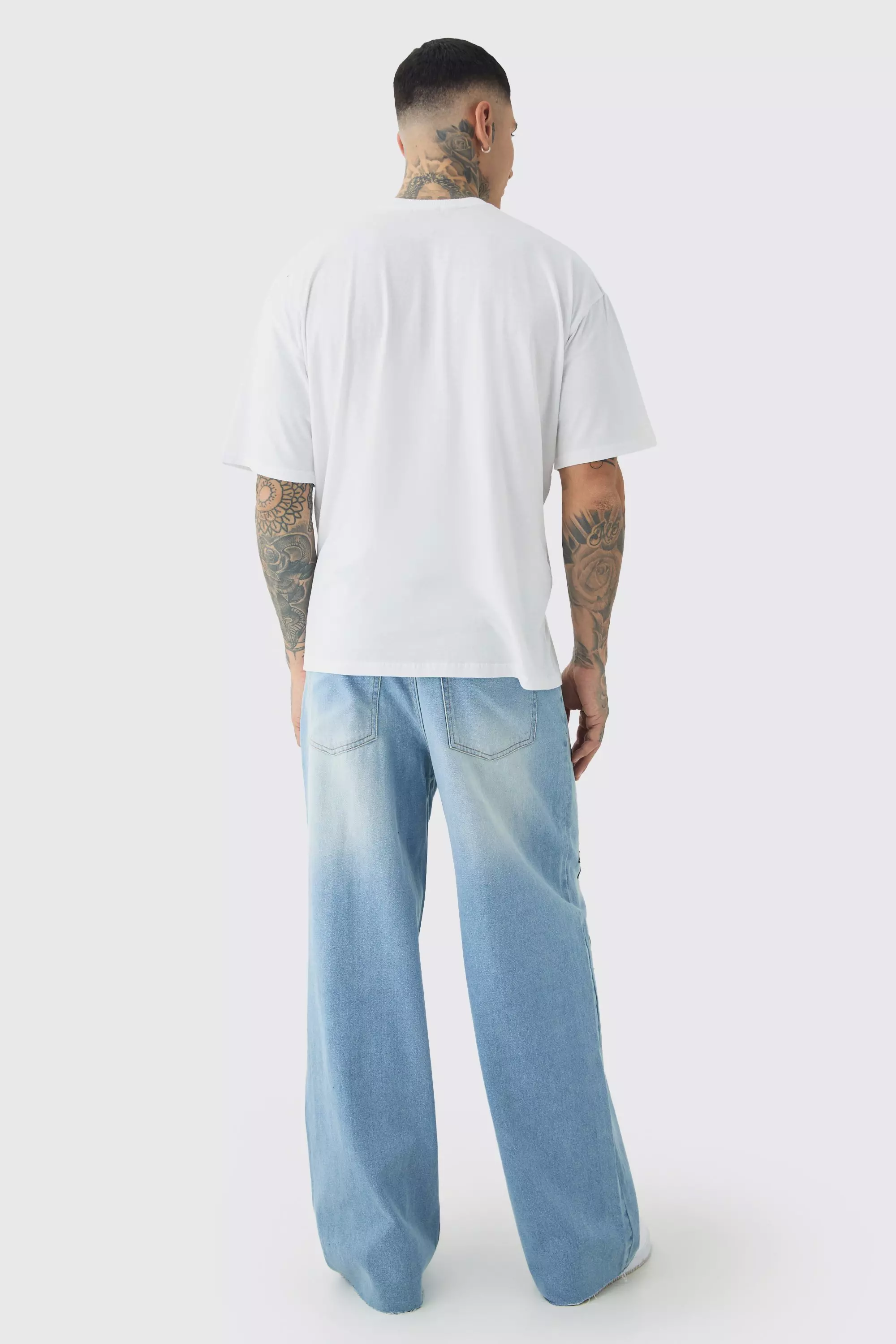 Antique blue Tall Star Applique Baggy Fit Jeans alternative image