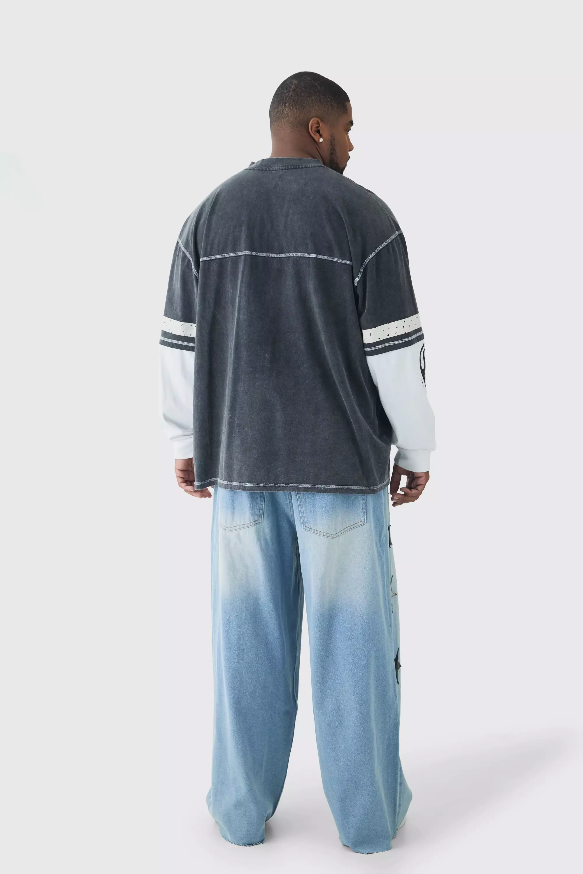 Plus lockere Jeans mit Sternen-Applikation, Antique blue alternatives Bild