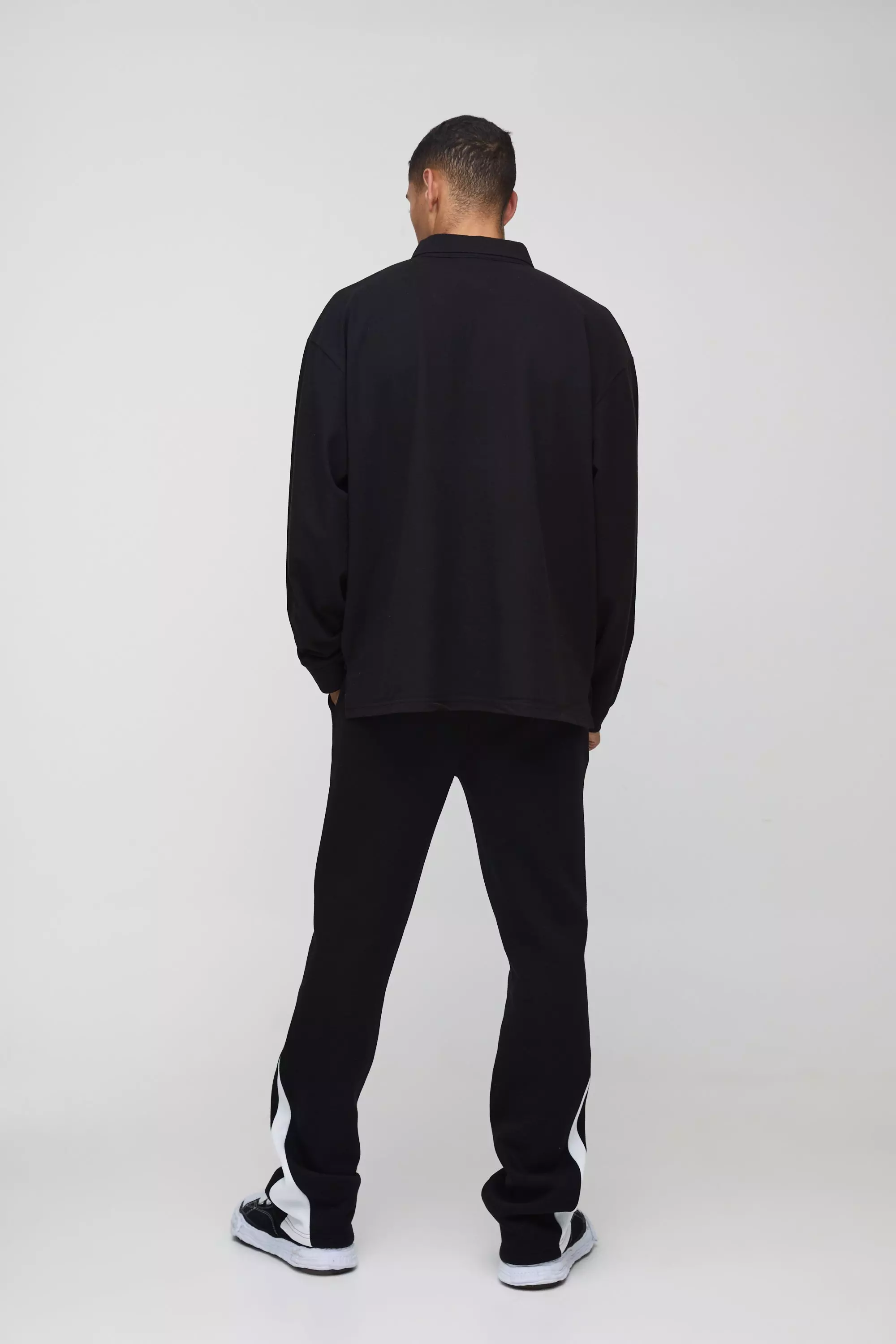 Black Oversized Dikke Pique Rugby Polo alternatieve afbeelding
