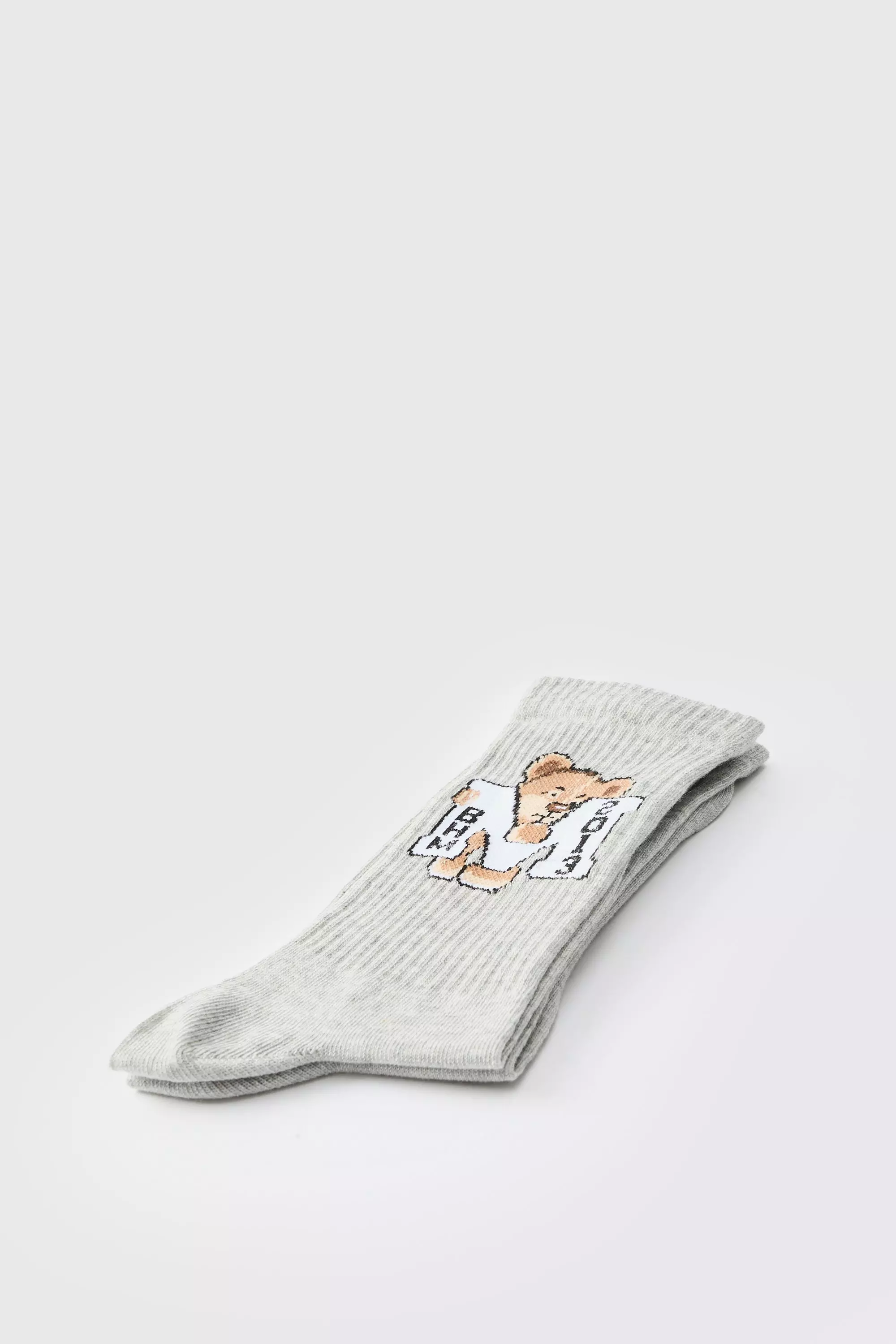 Calzini Sportivi Stile College Con Orsetto , Grey immagine alternativa