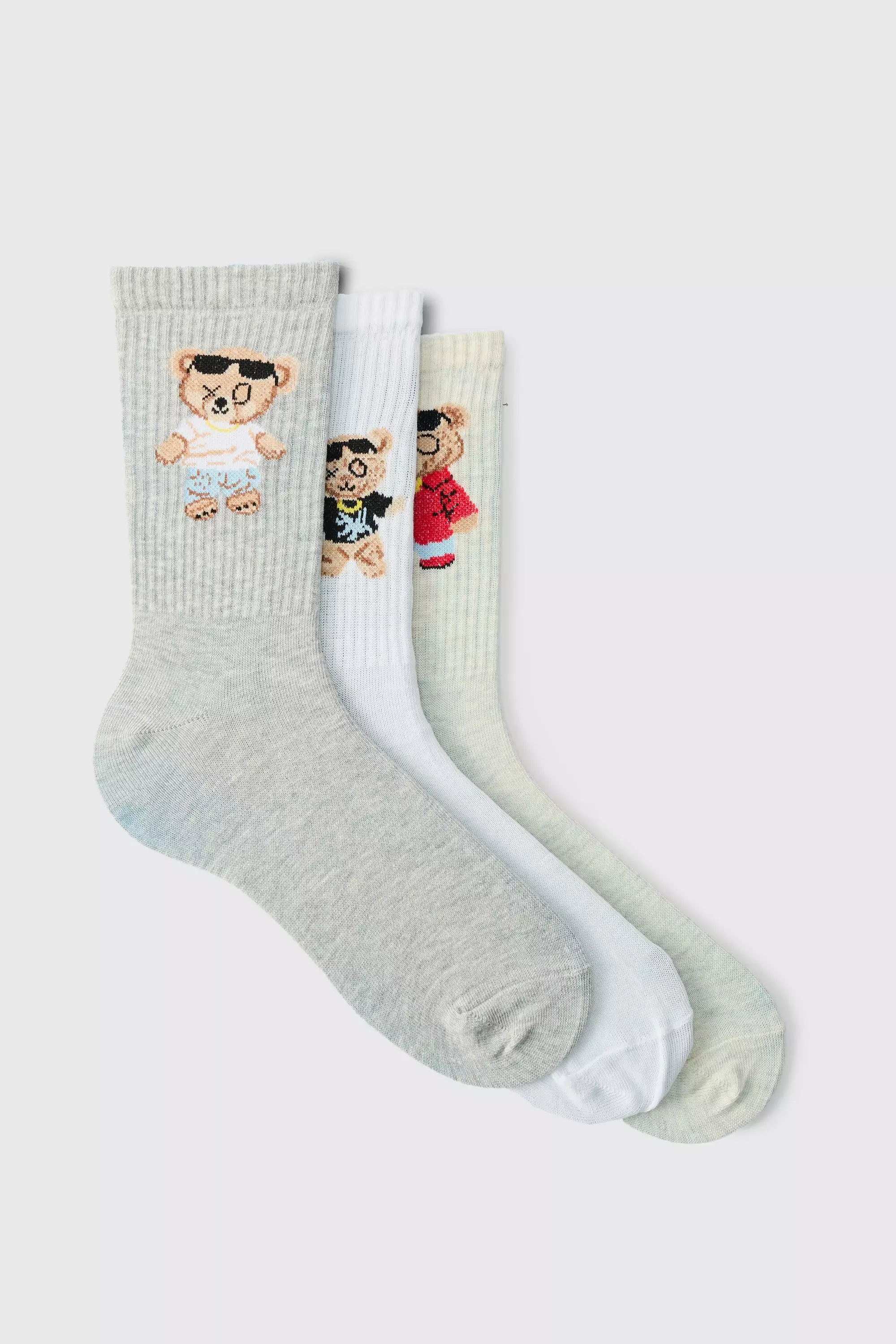 3er-Pack Sport-Socken mit Teddy-Print, Multi alternatives Bild