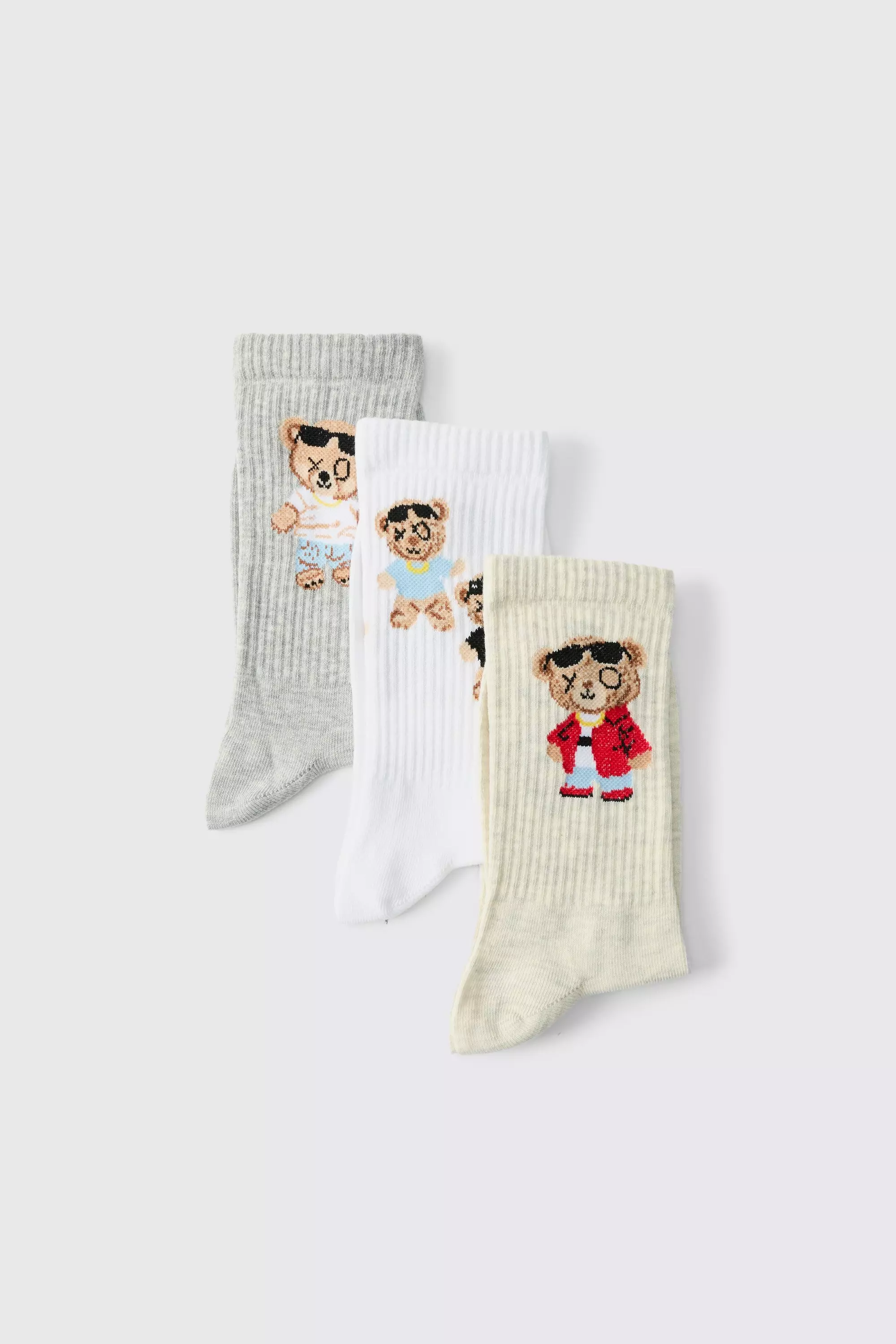 3er-Pack Sport-Socken mit Teddy-Print, Multi alternatives Bild