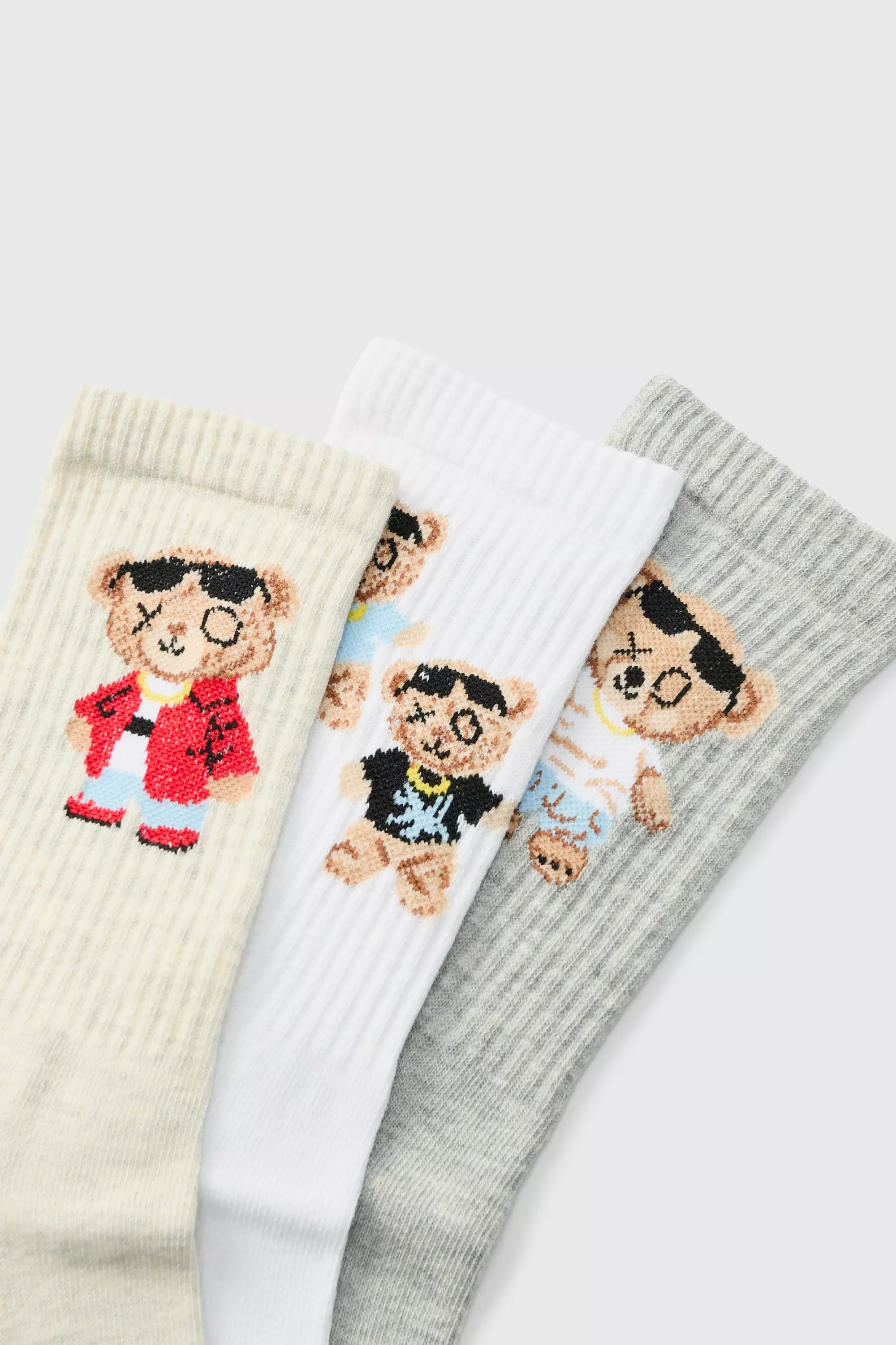 3er-Pack Sport-Socken mit Teddy-Print, Multi alternatives Bild