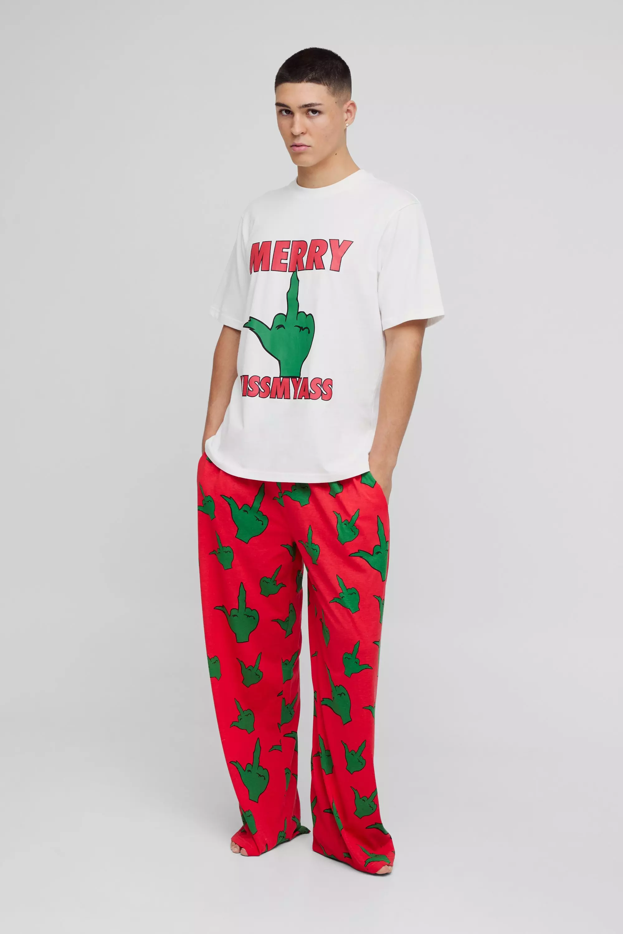 Character Hand Christmas Lounge Set boohooMAN